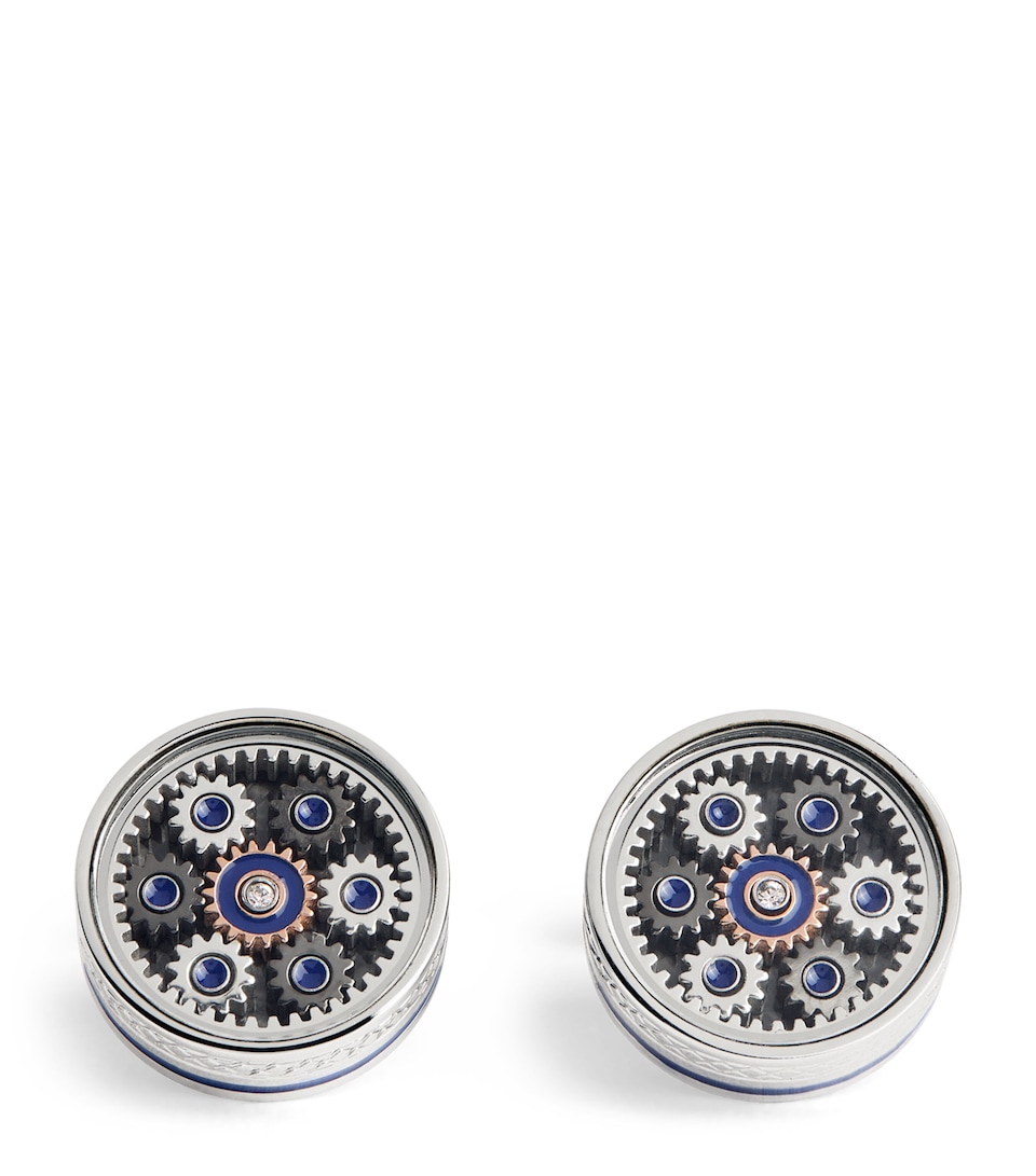 Palladium-Plated Septa Gear Cufflinks
