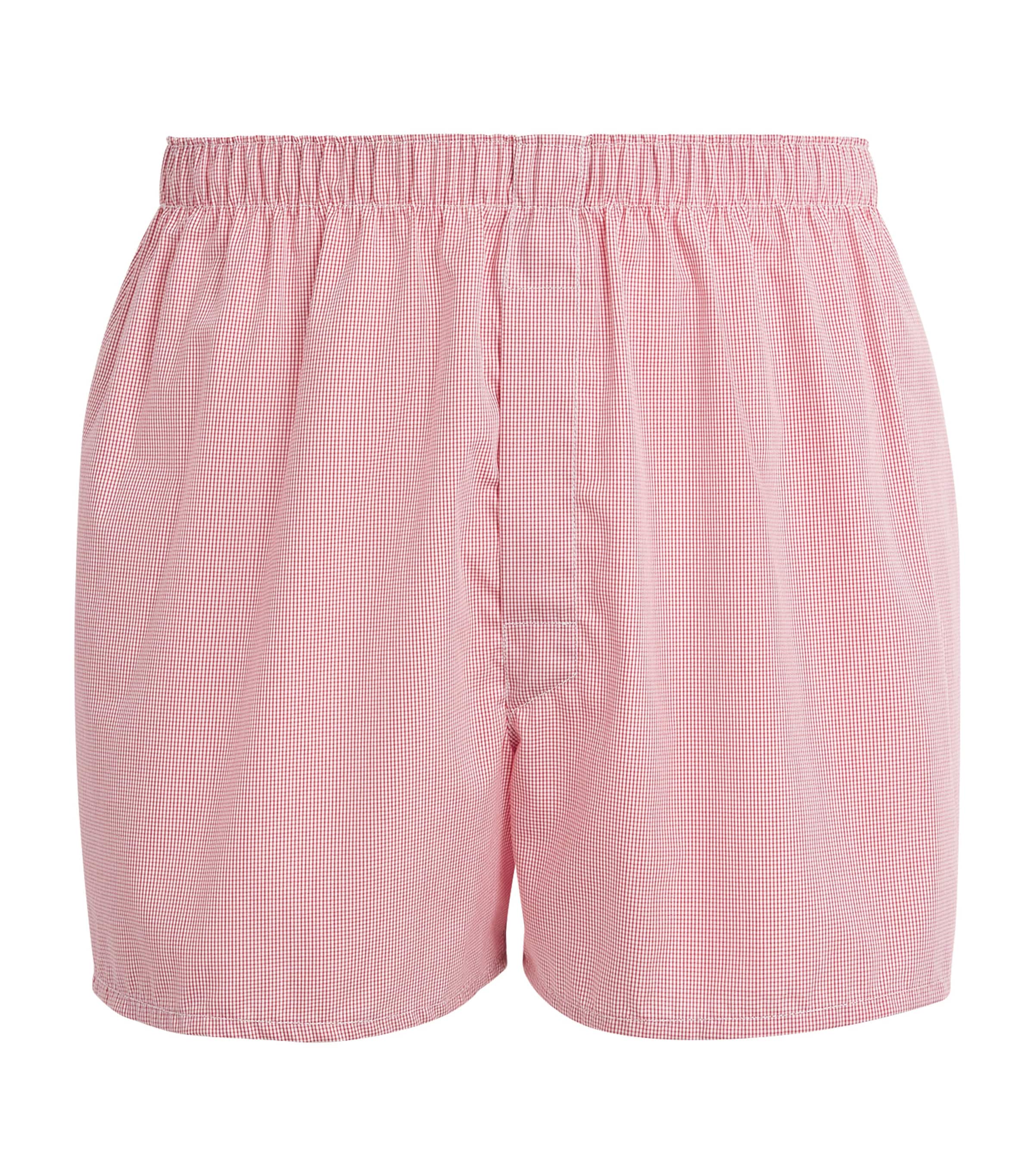Sunspel Mens Cotton Classic Boxer Shorts White/red Micro