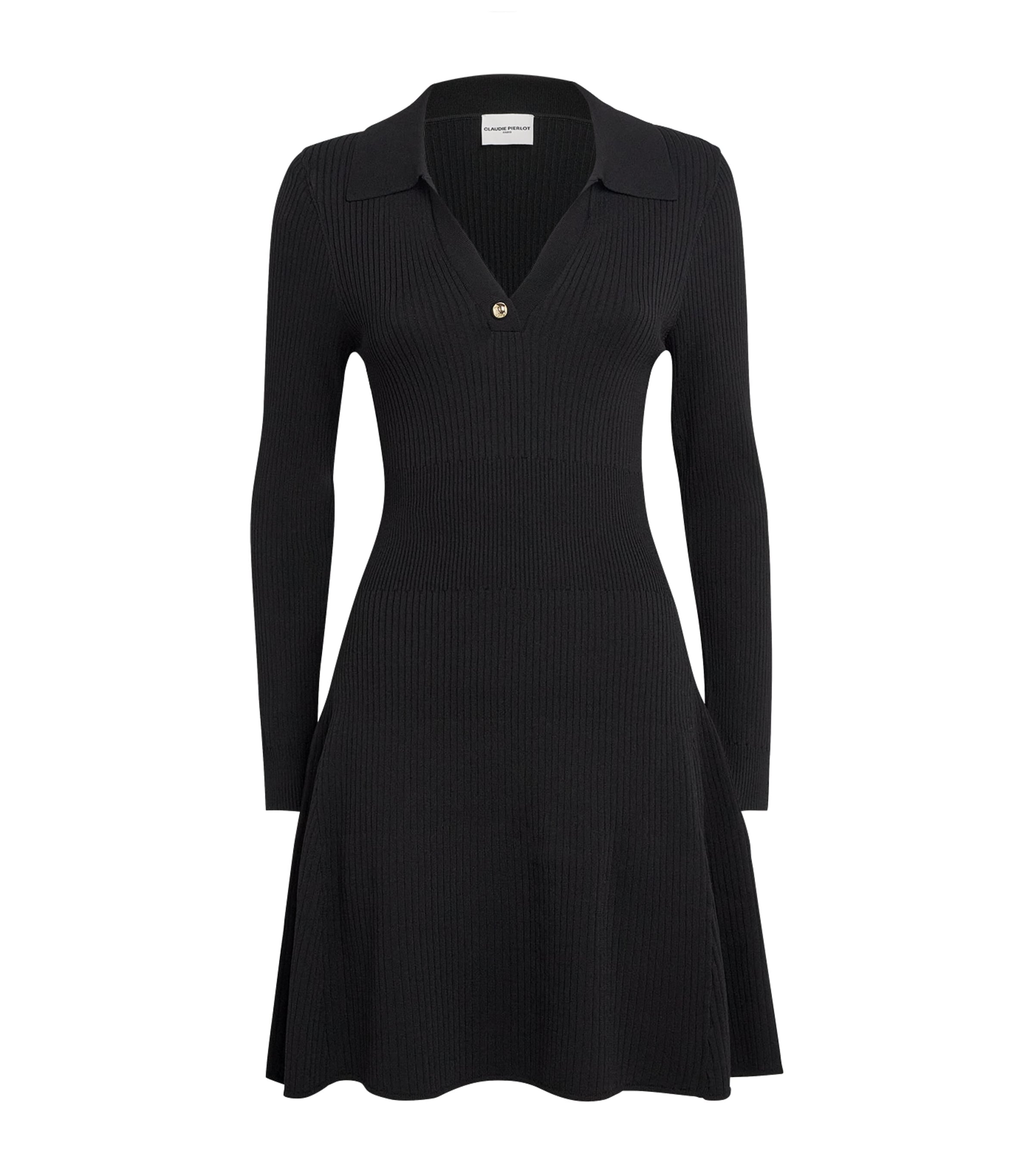 Claudie Pierlot Womens Knitted Polo Mini Dress Black