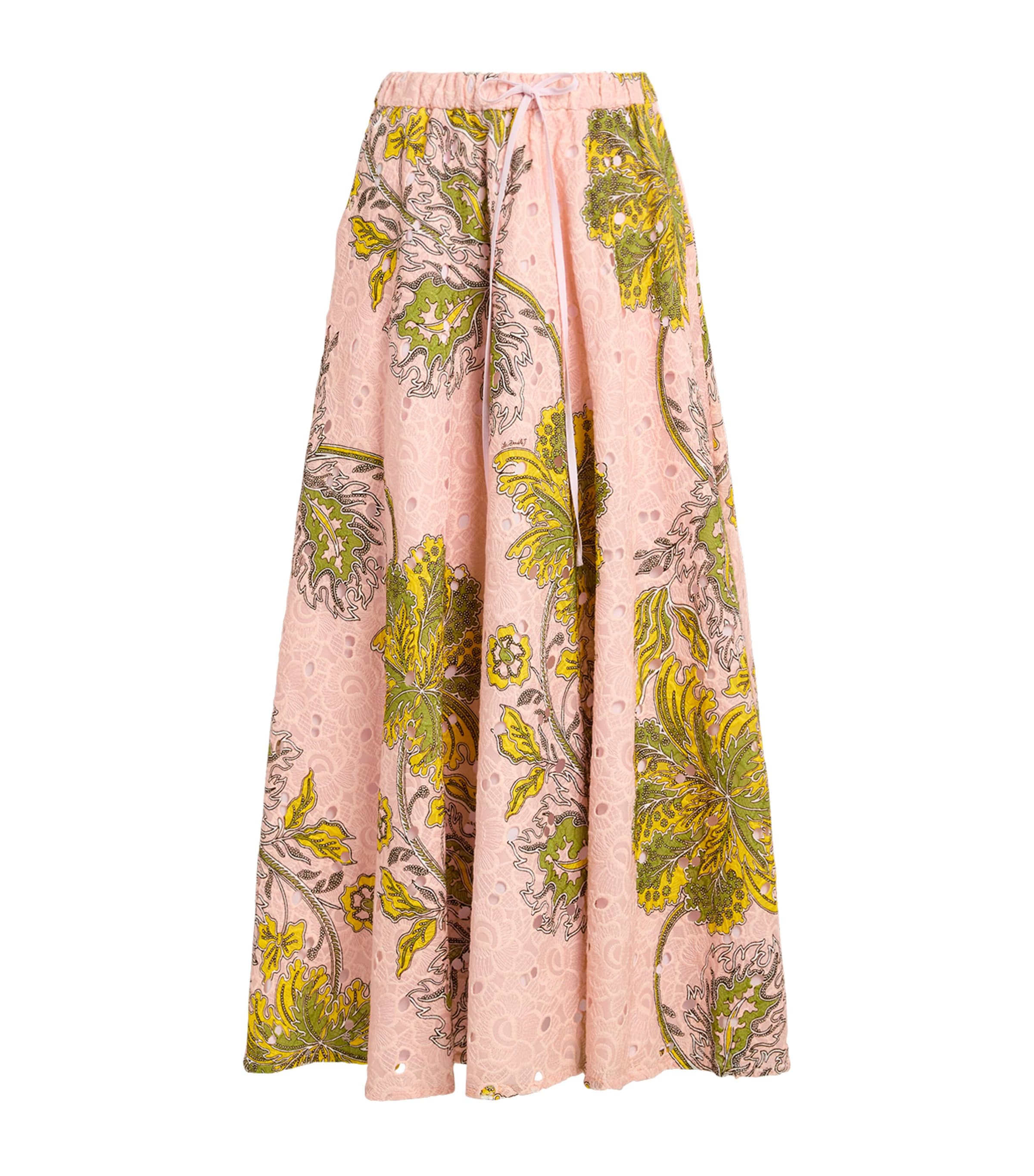 La Doublej Womens Cotton Floral Midi Skirt Swathe