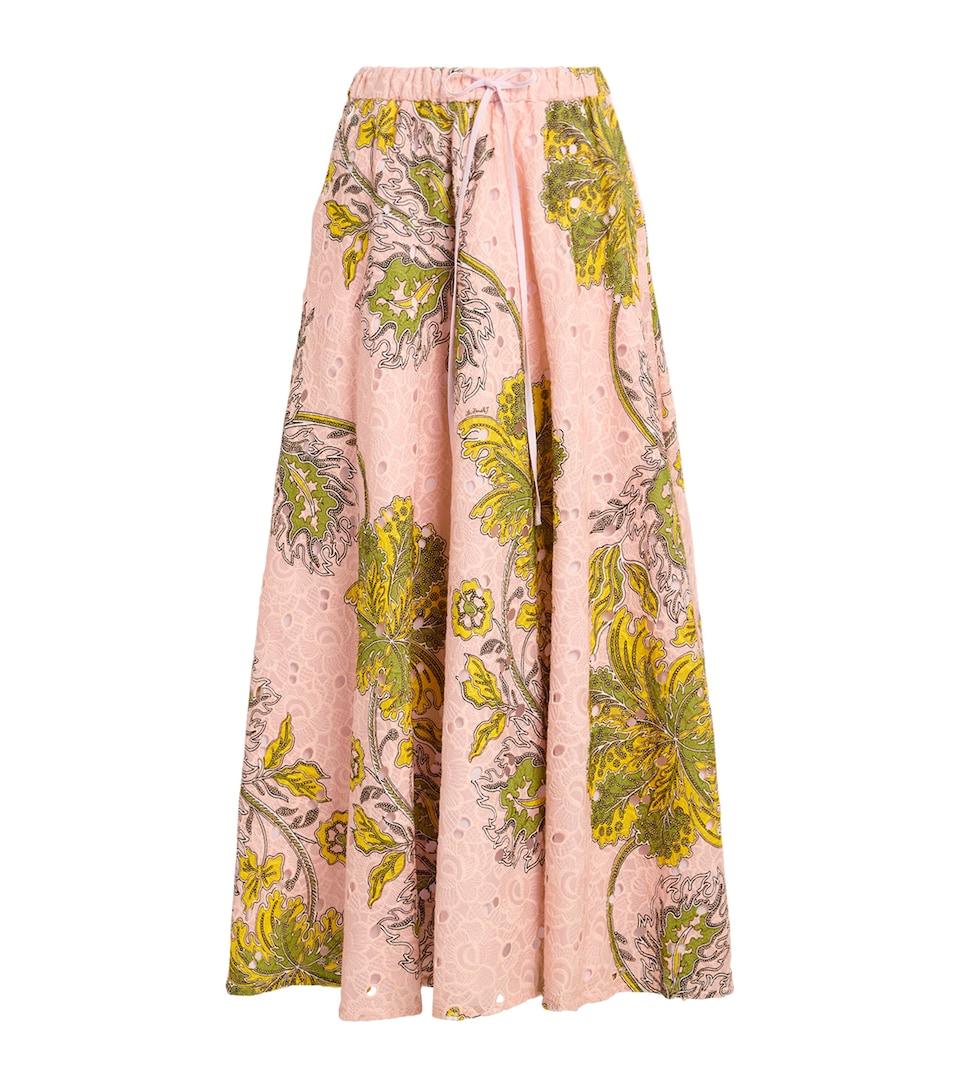 La Doublej Womens Cotton Floral Midi Skirt Swathe