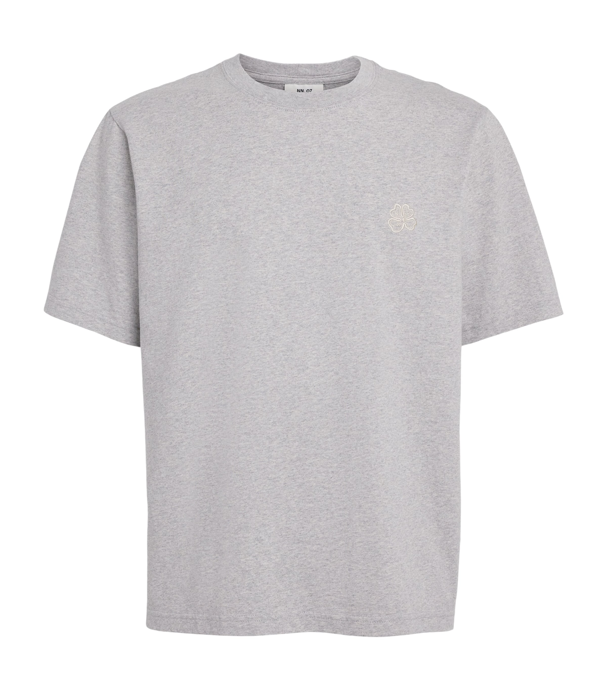 NN.07 Mens Organic Cotton Jett Logo T-Shirt Grey Mel