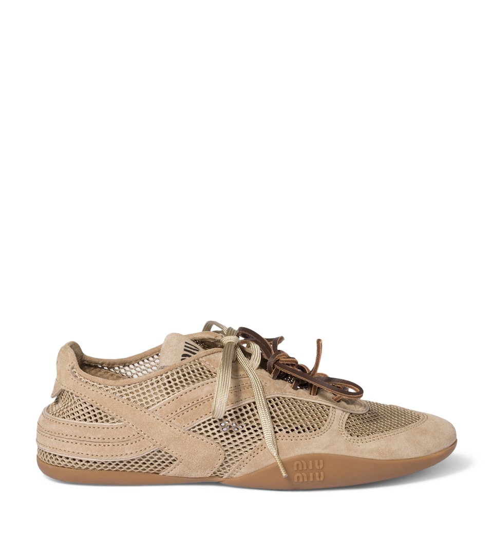 Suede-Mesh Gymnasium Sneakers