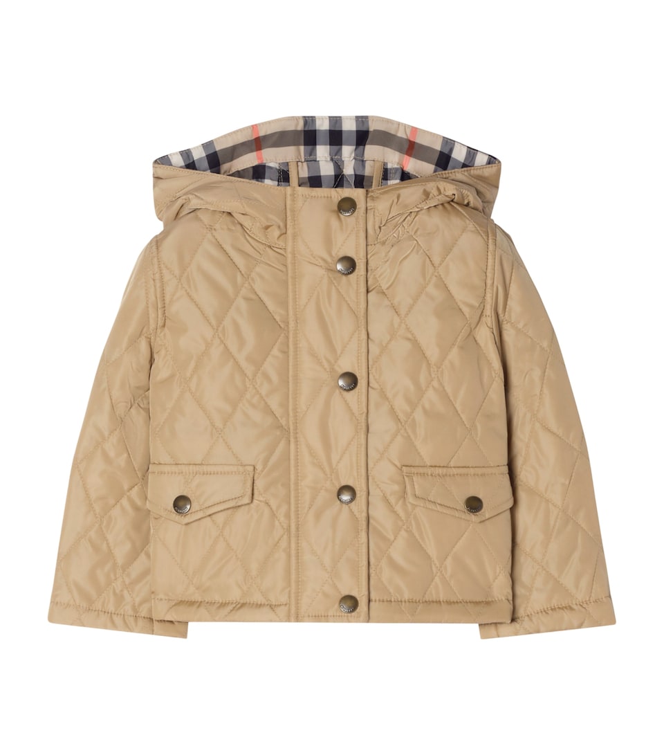 Burberry Kids Quilted Hooded Parka (6 Months - 3 Years) Flax