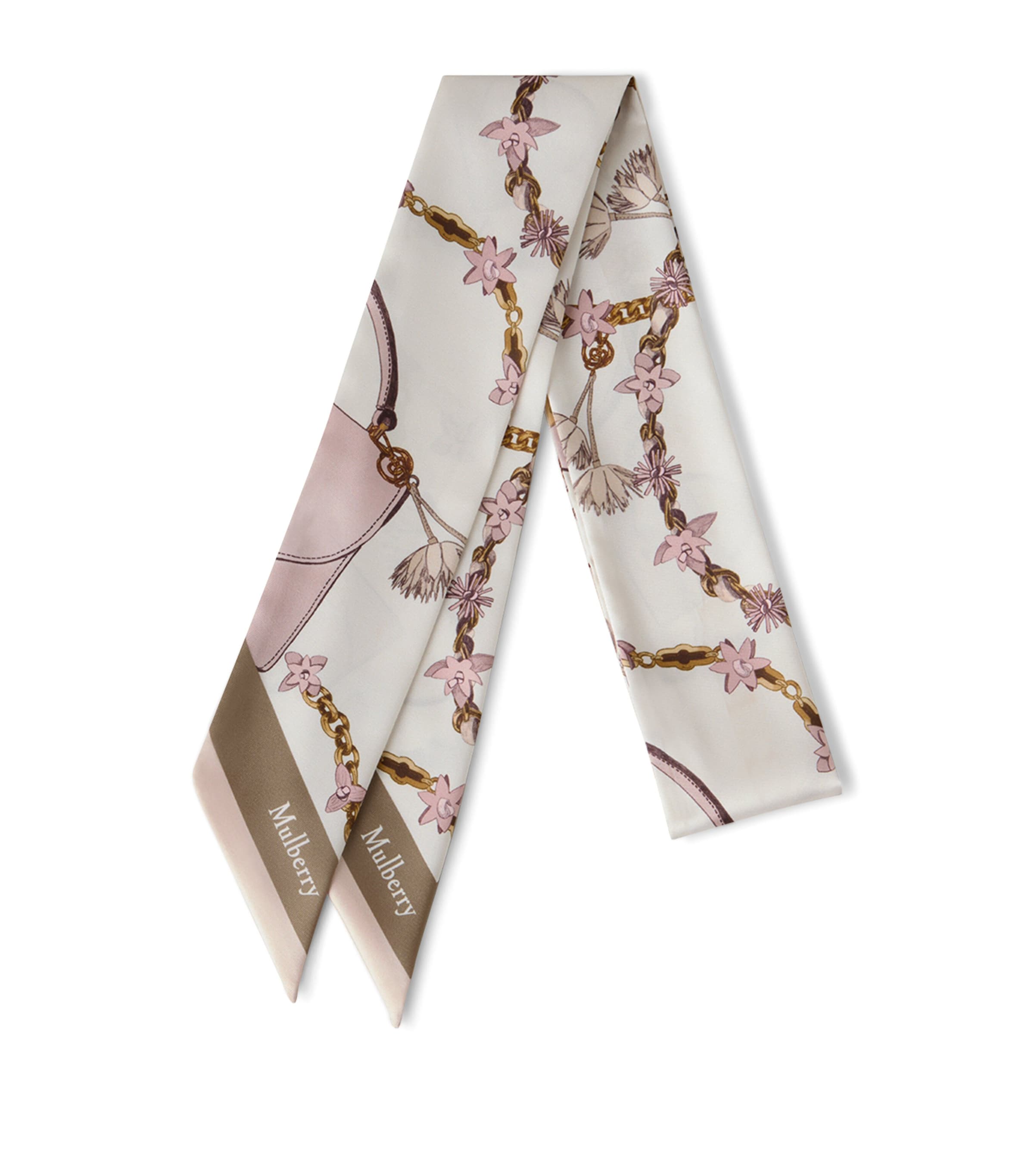 Mulberry Lana Bag and Chains Skinny Scarf Eggshell Blossom Pin