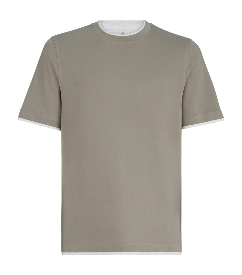 Brunello Cucinelli Mens Cotton Faux-Layered T-Shirt