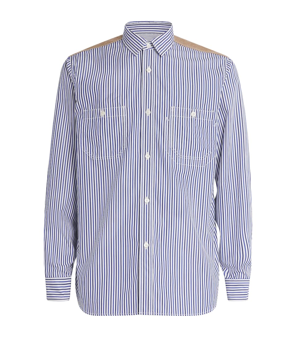 Cotton Stripe-Check Shirt