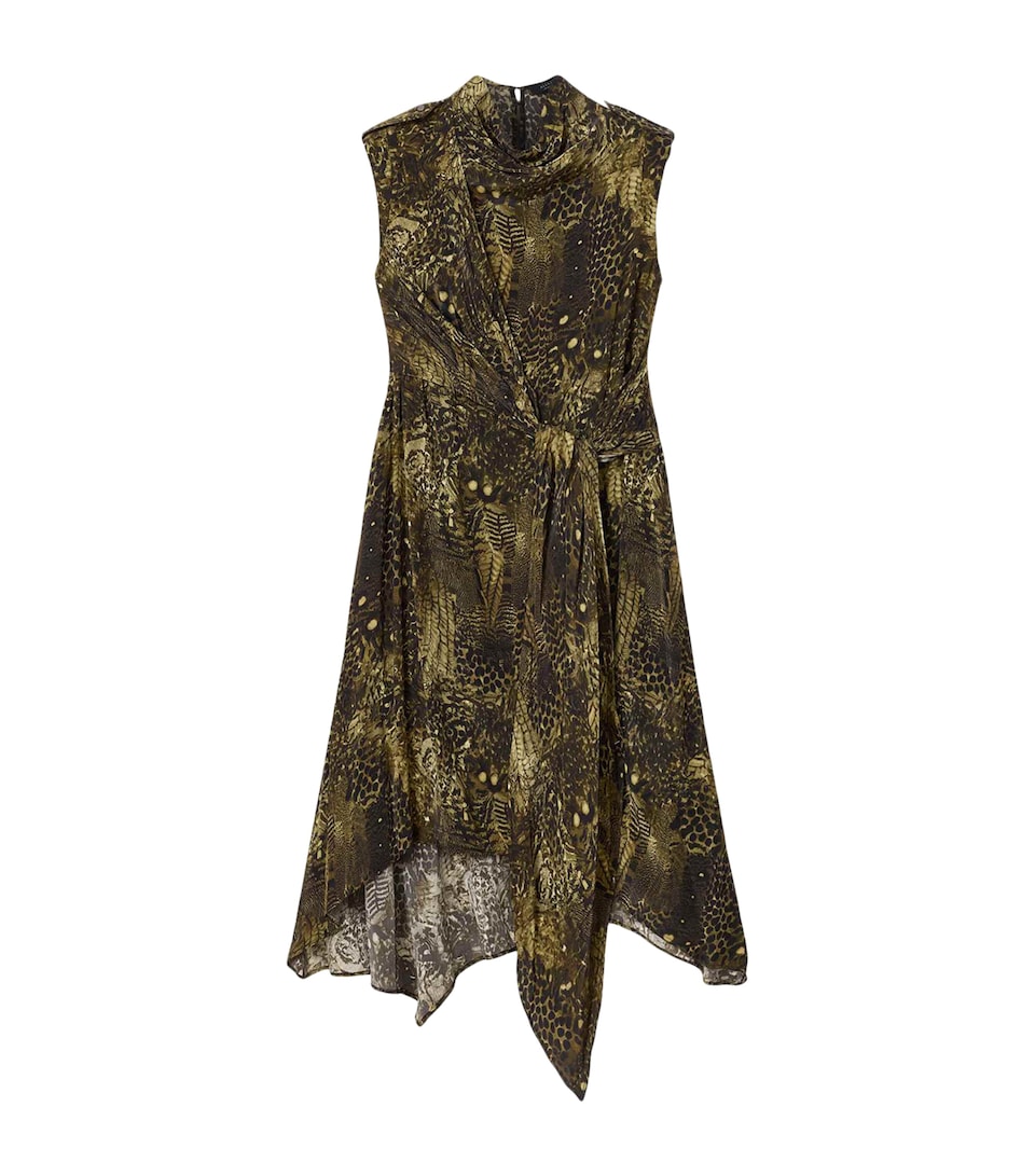 AllSaints Womens Persia Midi Dress Blixa Khaki Green