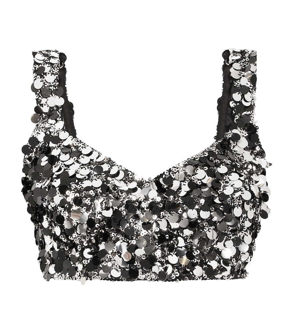 Embellished Sequin Crop Top