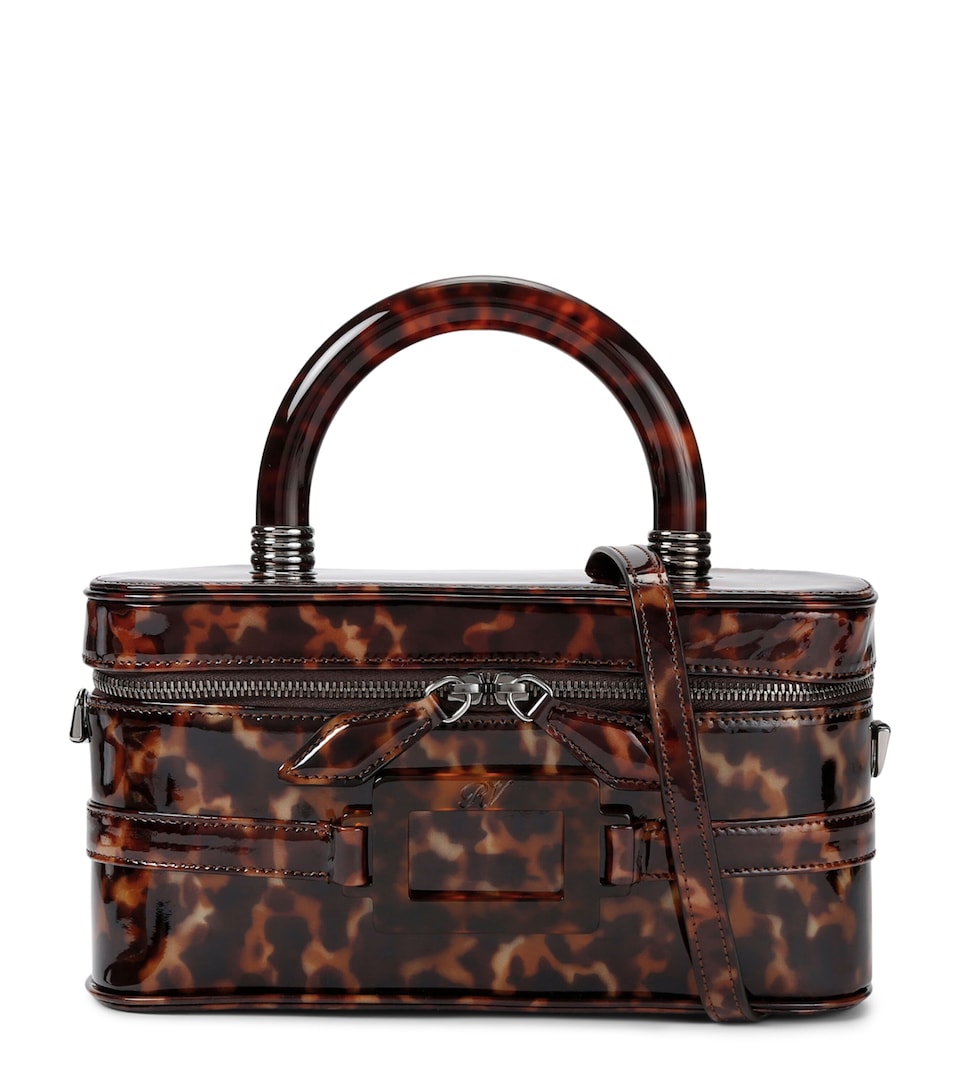 Roger Vivier Patent Leather Vanity Belle Vivier Top-Handle Bag Dk.brn Com