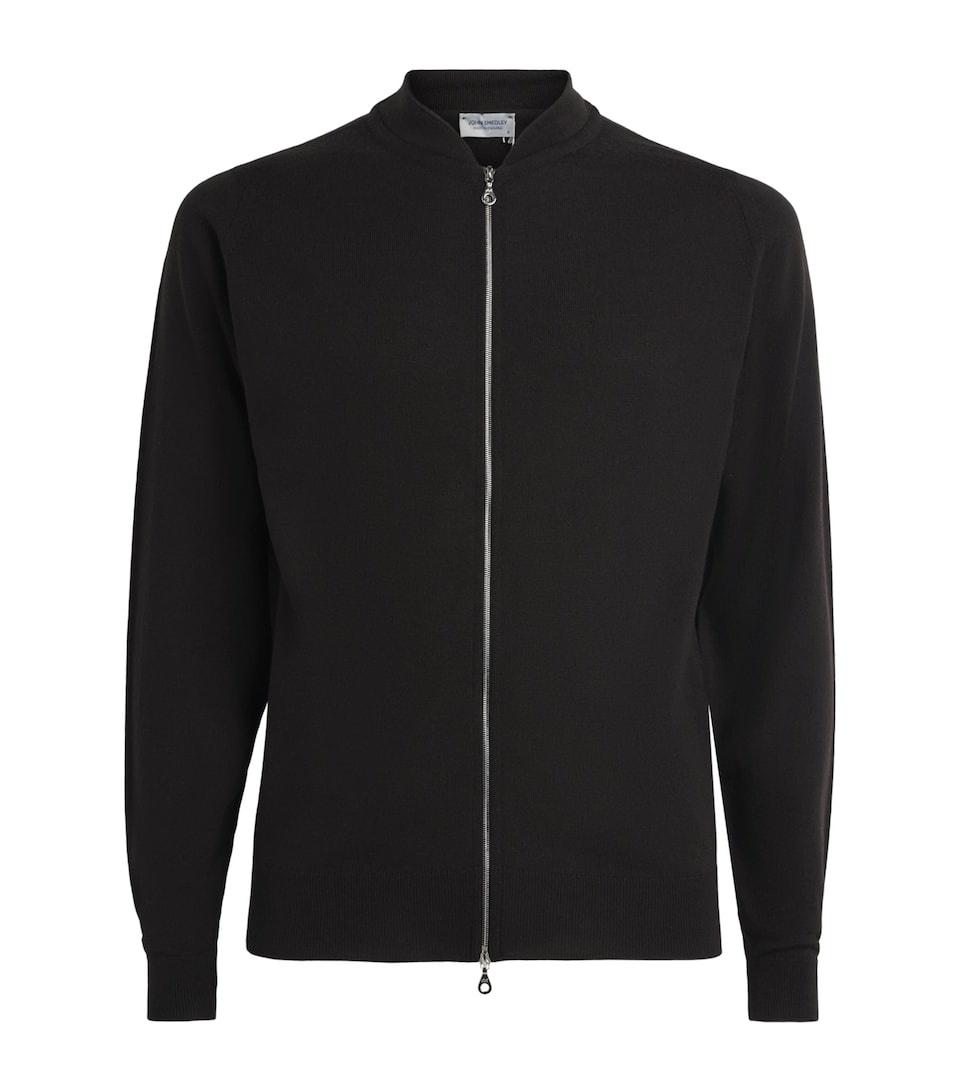 John Smedley Mens Extra Fine Merino Wool Maclean Cardigan Faulkner Brown