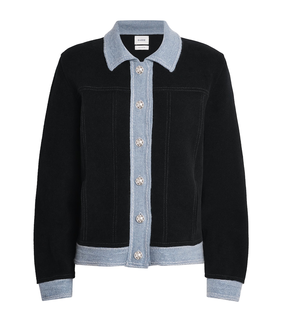 Cashmere-Blend Suede-Effect Denim Jacket