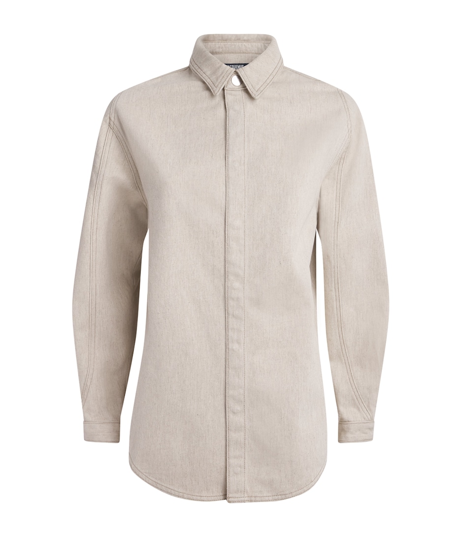 Jacquemus Womens Cotton-Hemp La Chemise Amelo de-Nîmes Shirt Light Beige