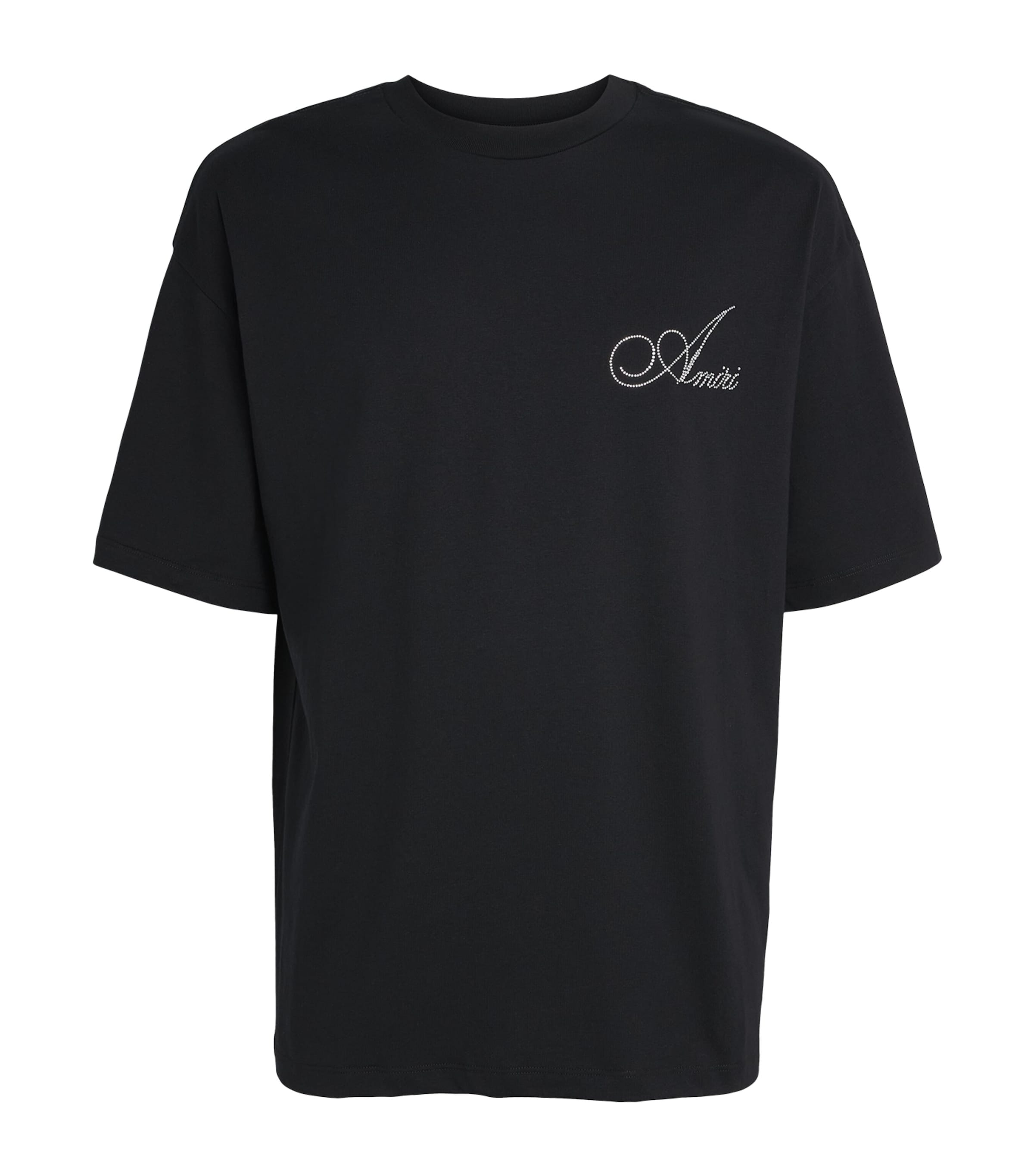 AMIRI Mens Cotton Crystal Logo T-Shirt Black