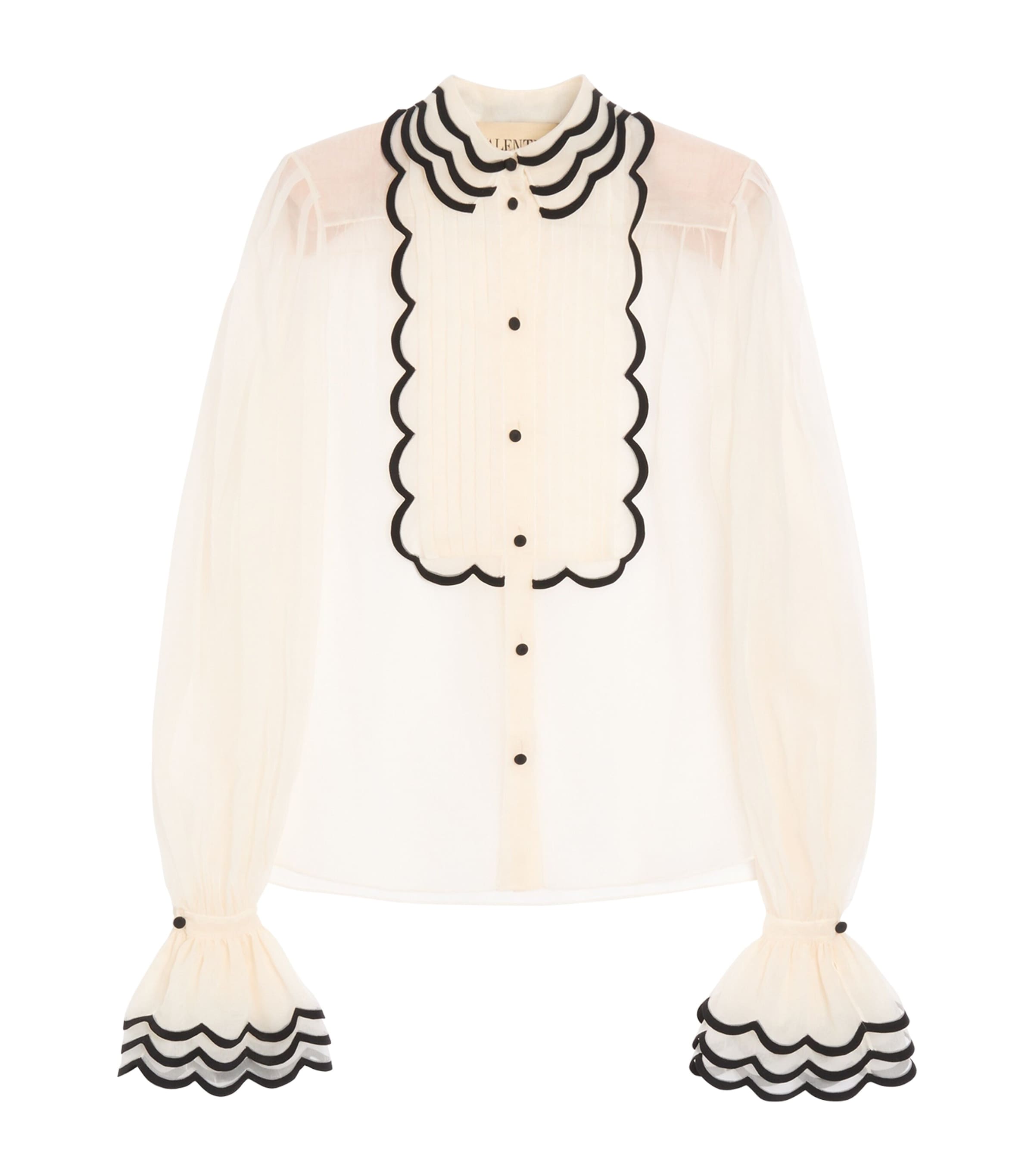 Valentino Womens Silk Embroidered Shirt