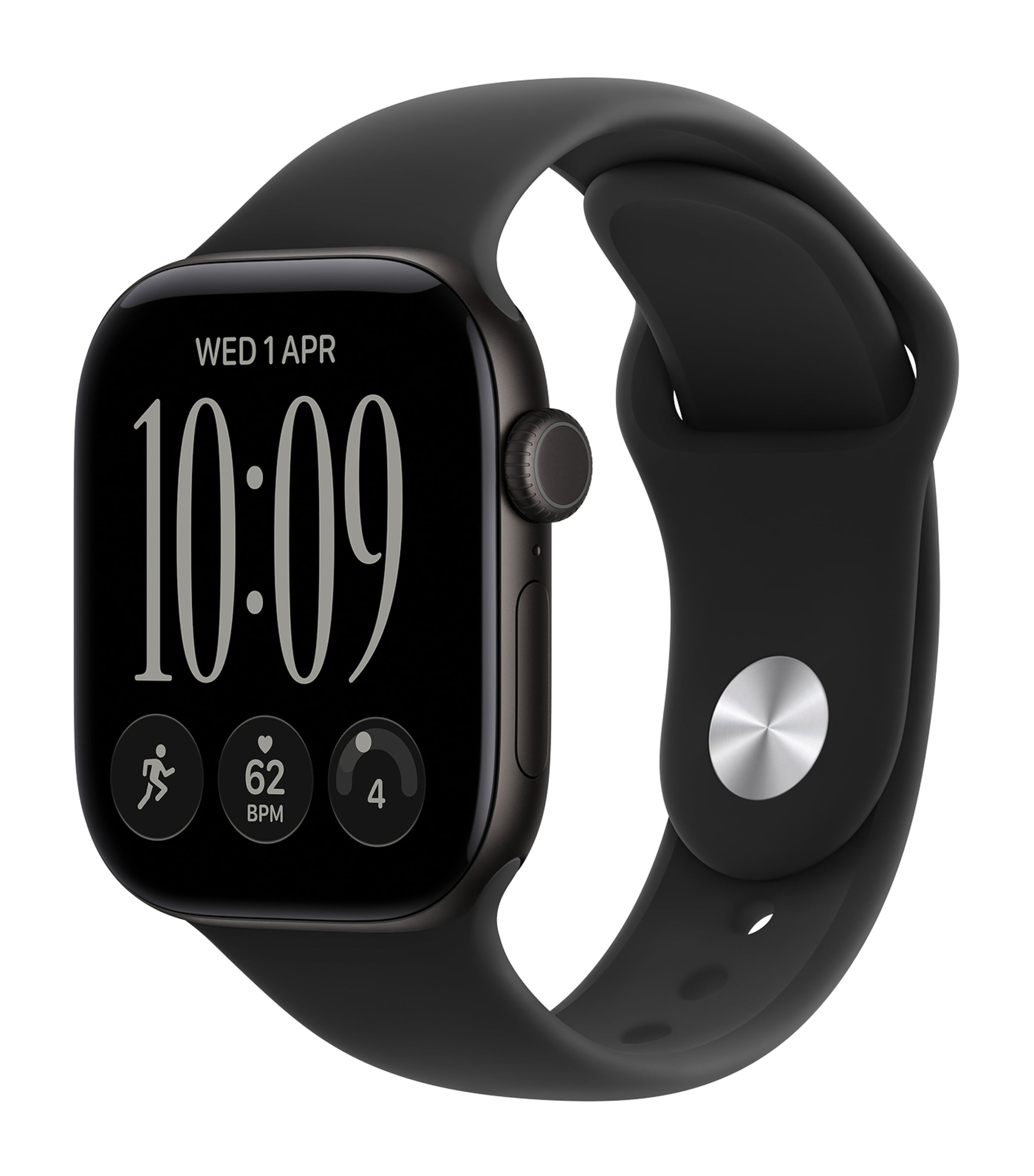 Apple Apple Watch Series 12 GPS – Black Aluminium with Black Sport Band, 42mm, Small/Medium Black