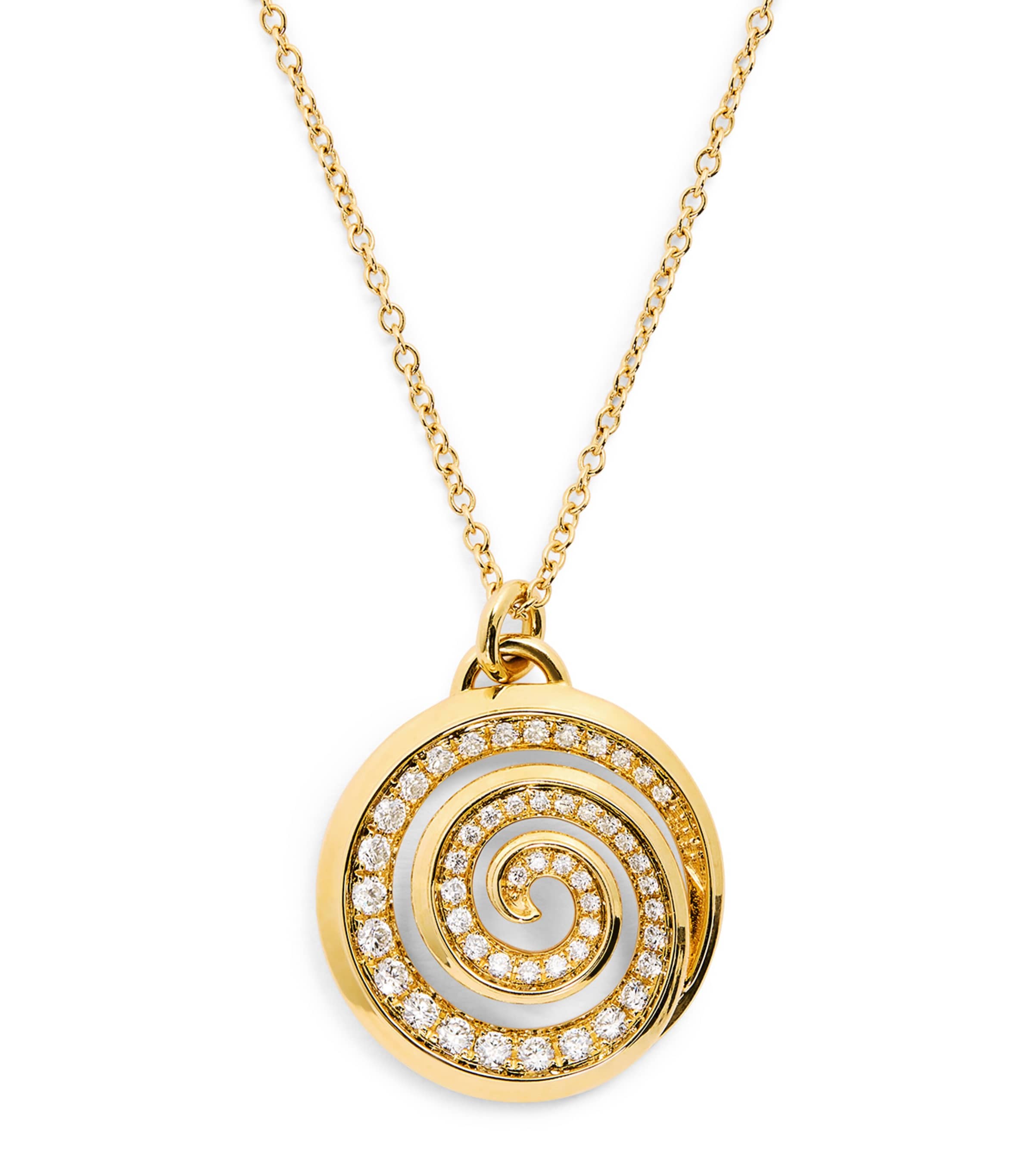 Yellow Gold and Diamond Spiral Necklace