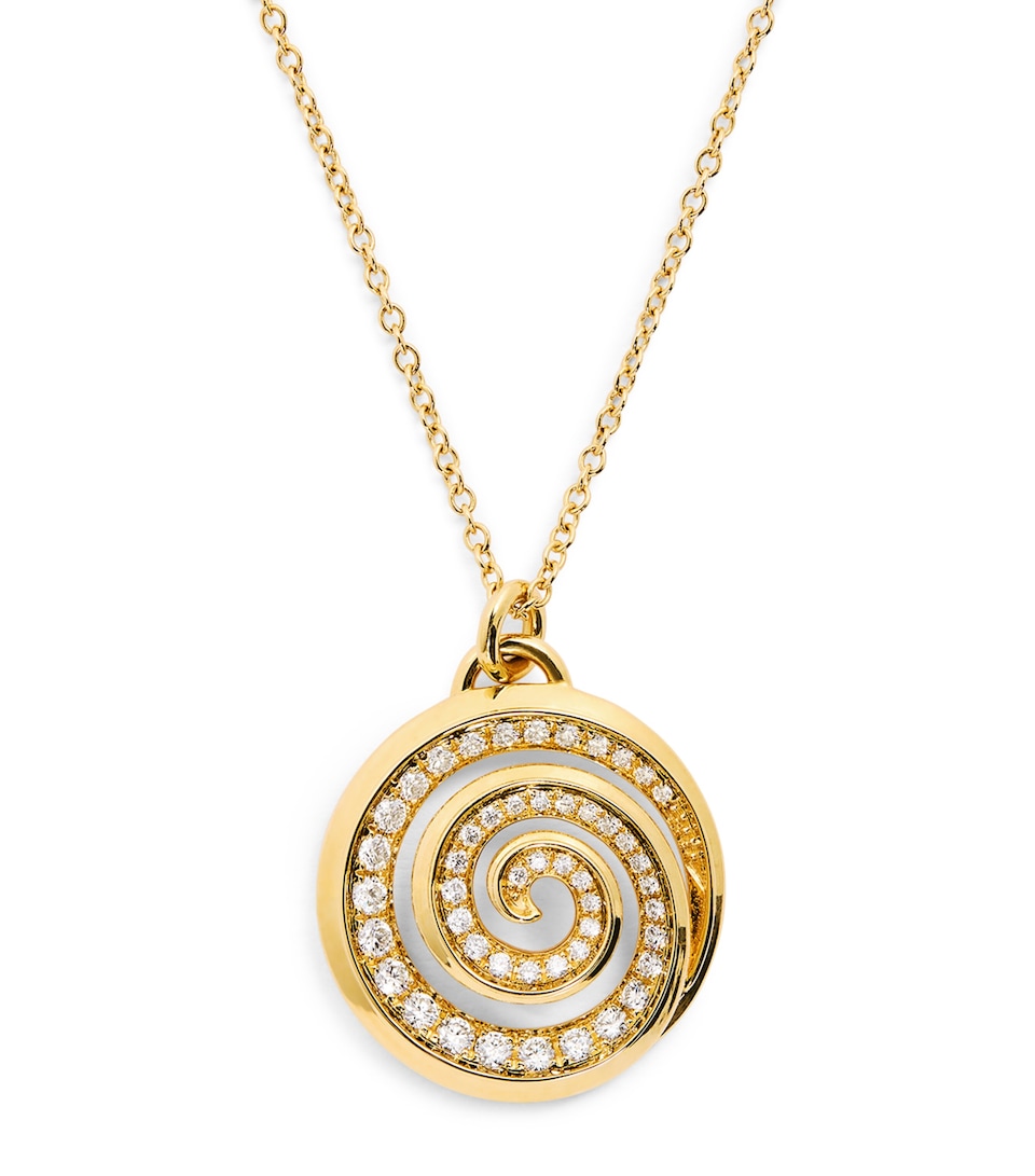 Yellow Gold and Diamond Spiral Necklace