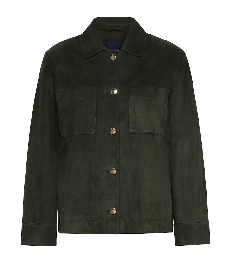 Max Mara Womens Suede Shirt Jacket Green