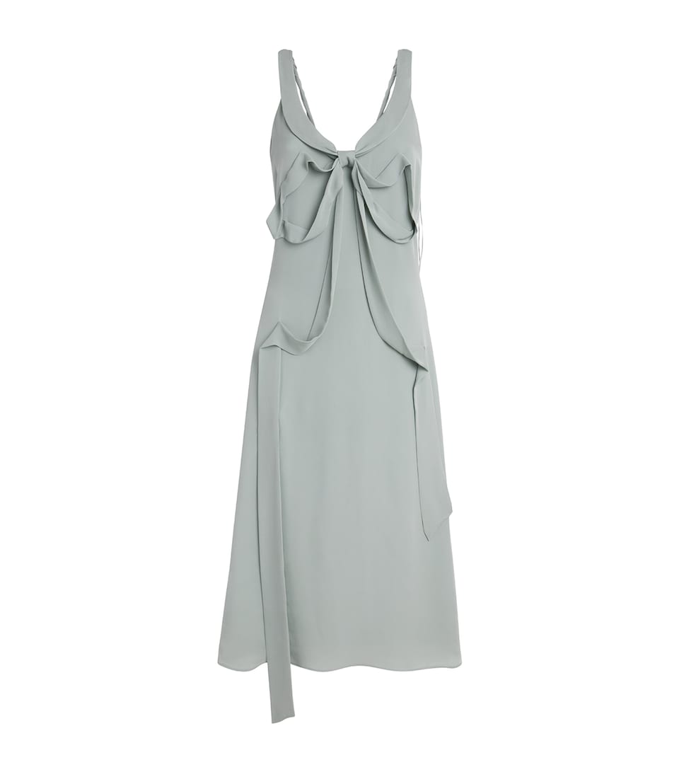 Acne Studios Womens Silk Bow-Appliqué Midi Dress Sage Green