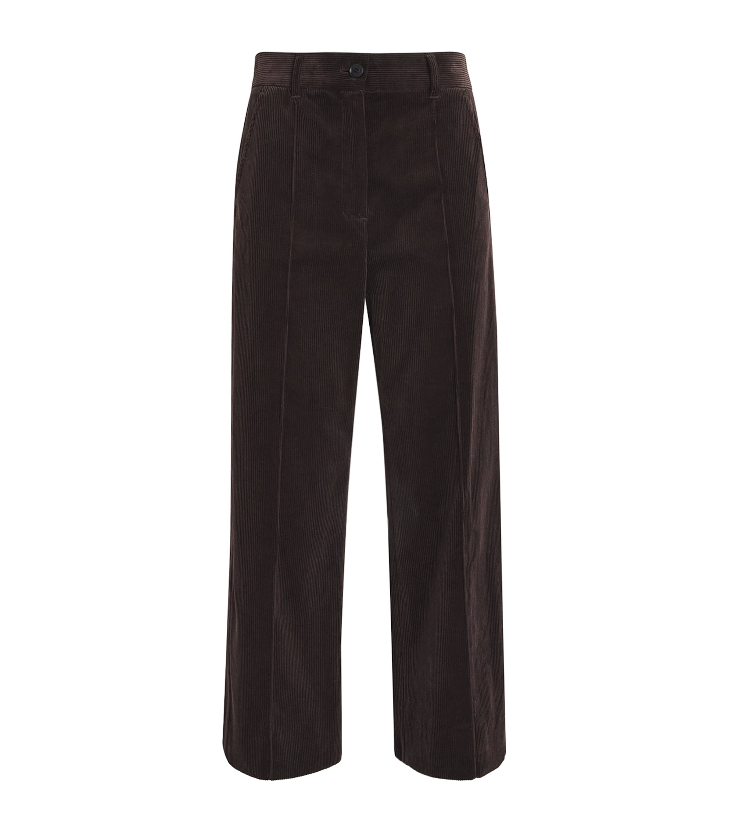 Cotton Corduroy Straight Cropped Trousers