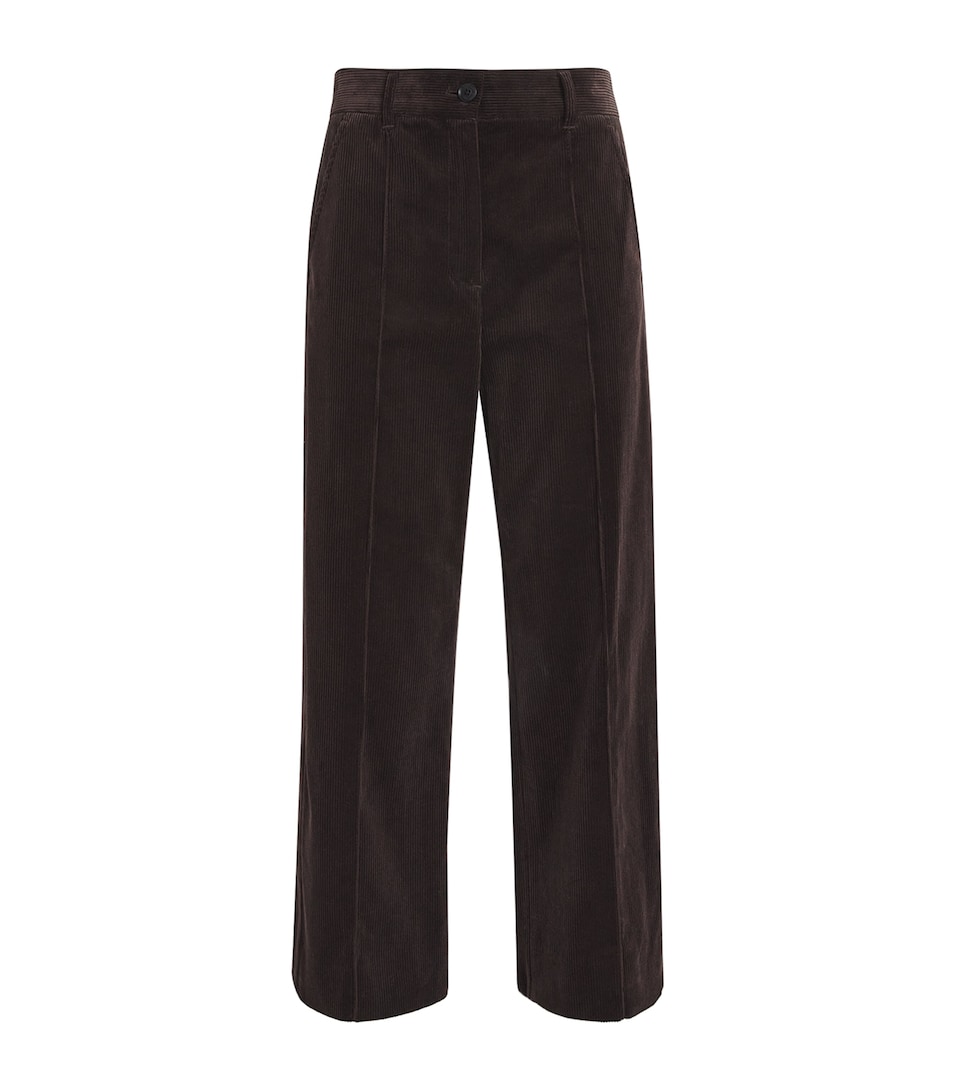 Cotton Corduroy Straight Cropped Trousers