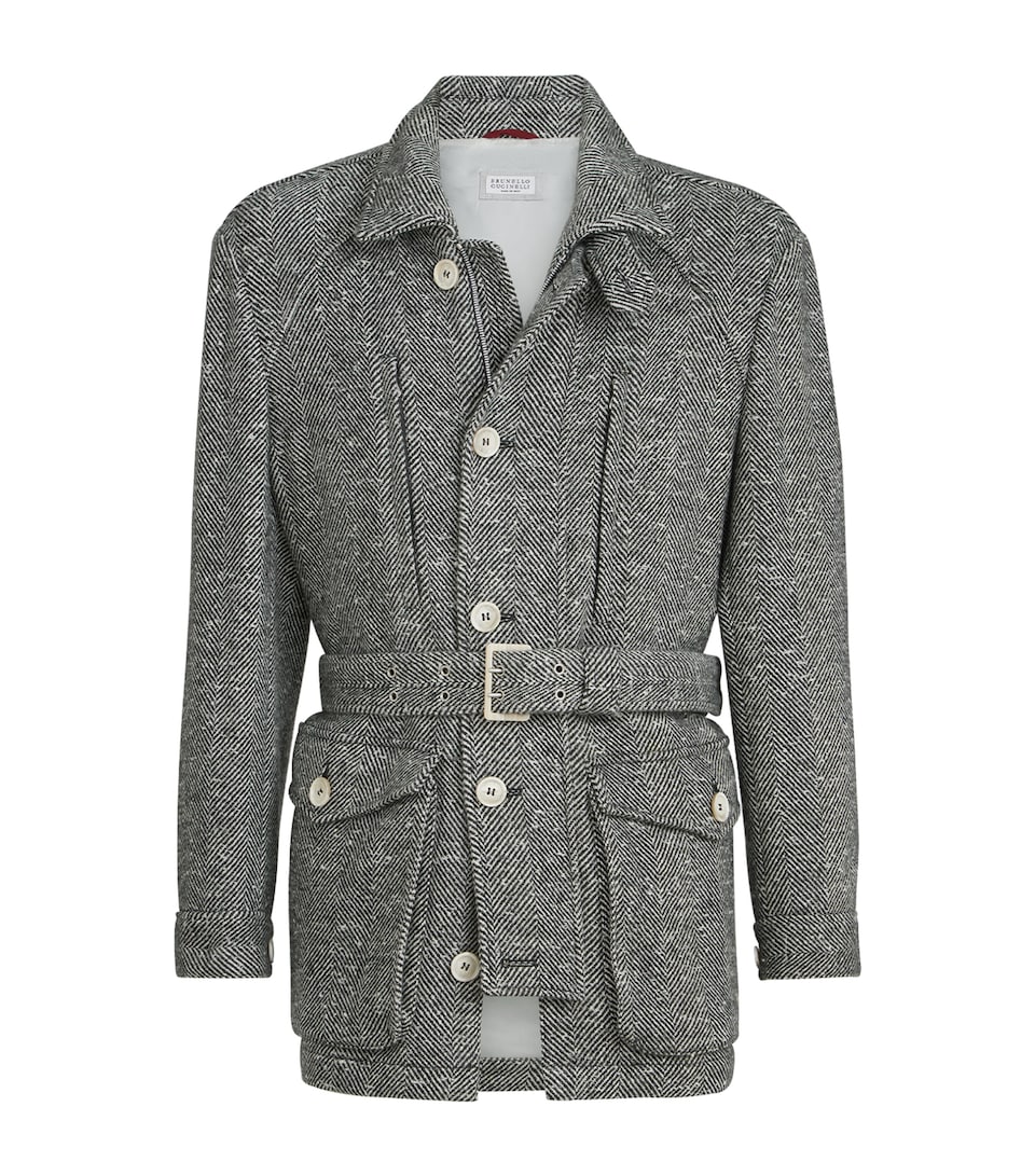 Cashmere Herringbone Safari Jacket