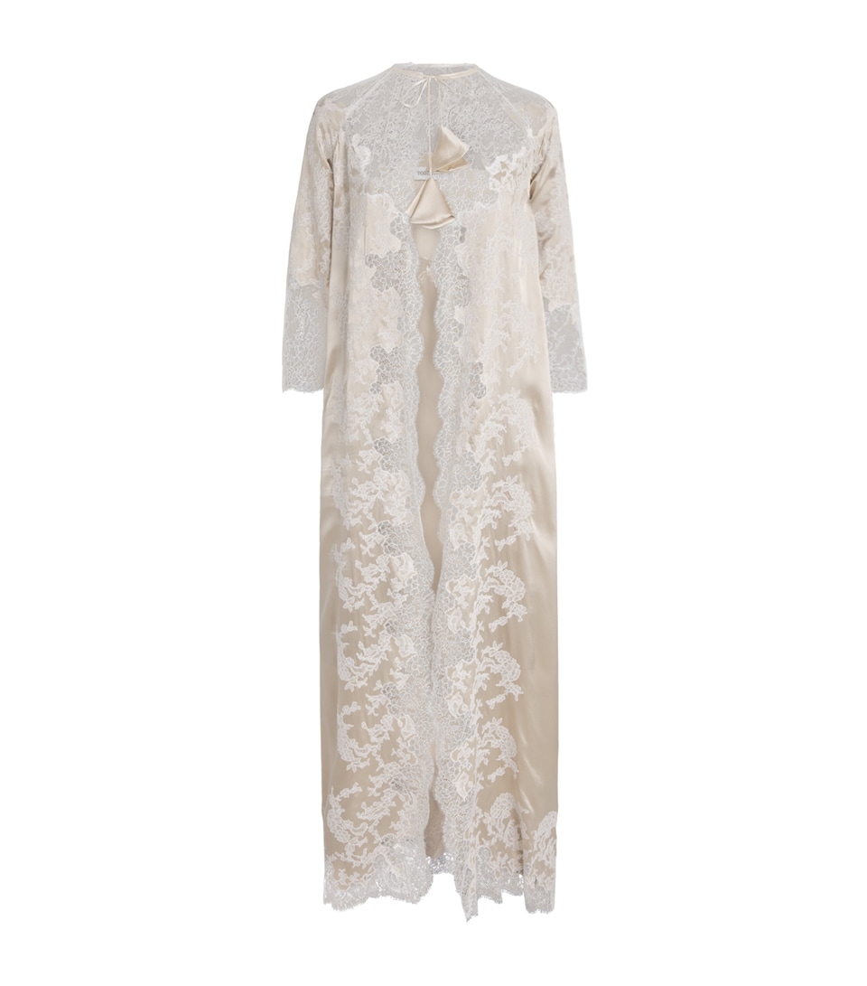 TORLOWEI Womens Lace-Trim Elsa Robe Oyster/white