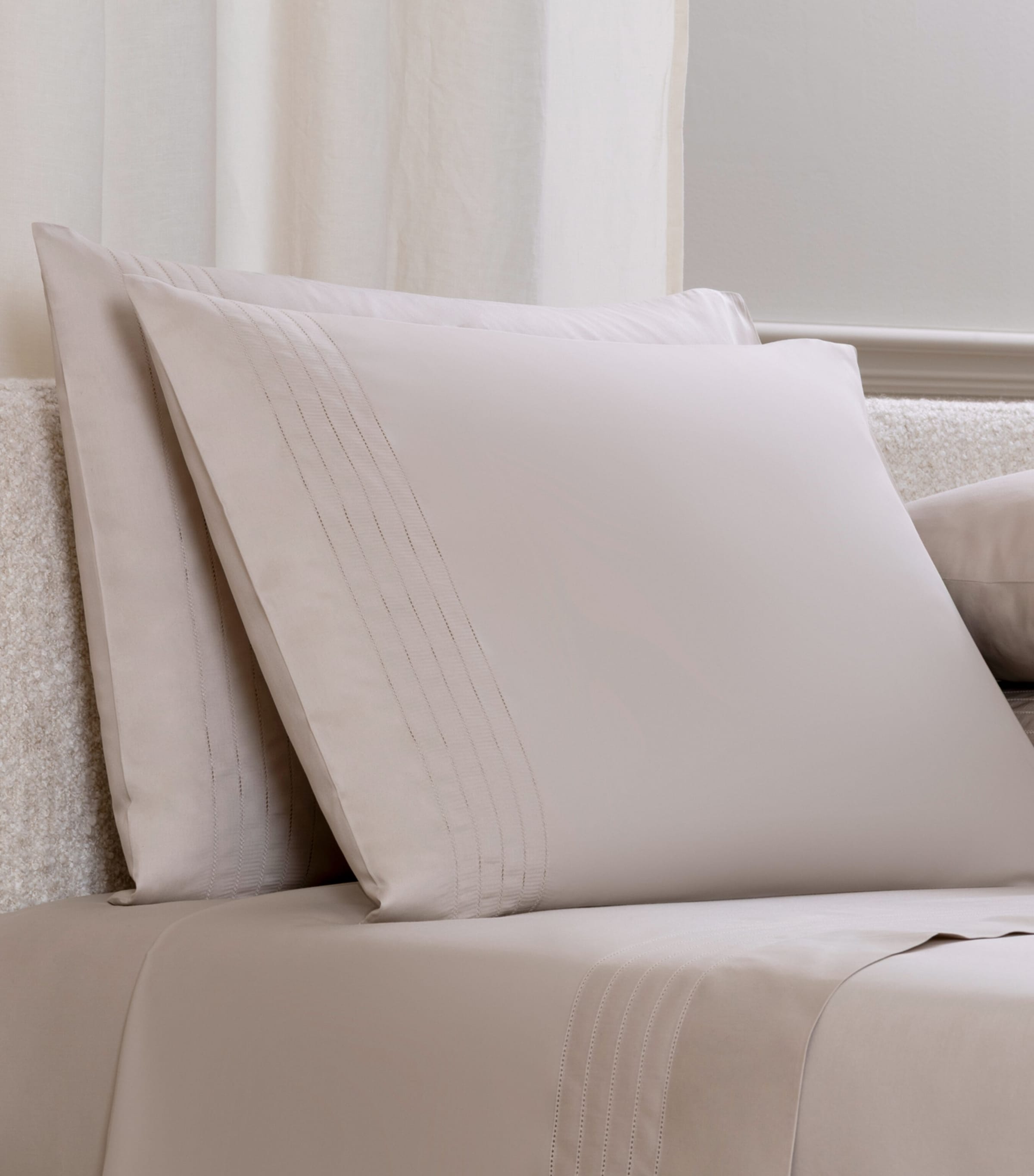 Frette Cotton Lush Ajour Standard Pillowcase Set (50cm x 80cm) Greige