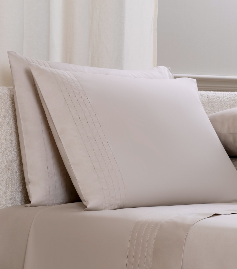Frette Cotton Lush Ajour Standard Pillowcase Set (50cm x 80cm) Greige