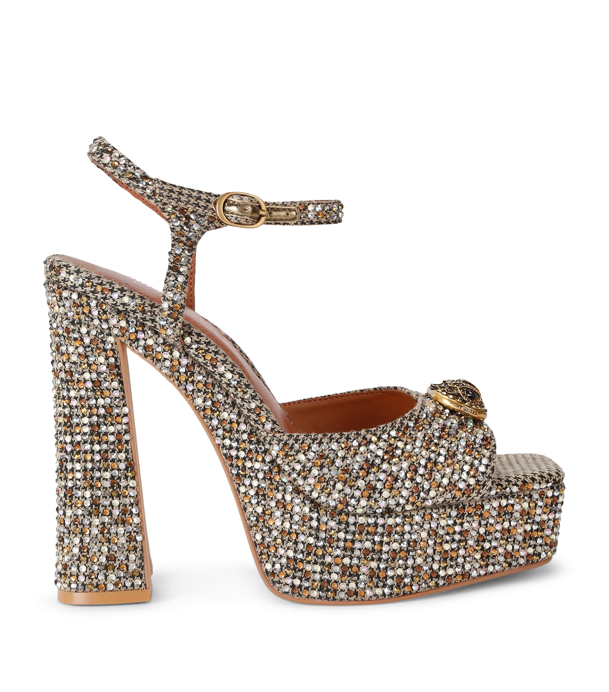 Kurt Geiger London Embellished Chelsea Platform Heels 130 Beige Comb