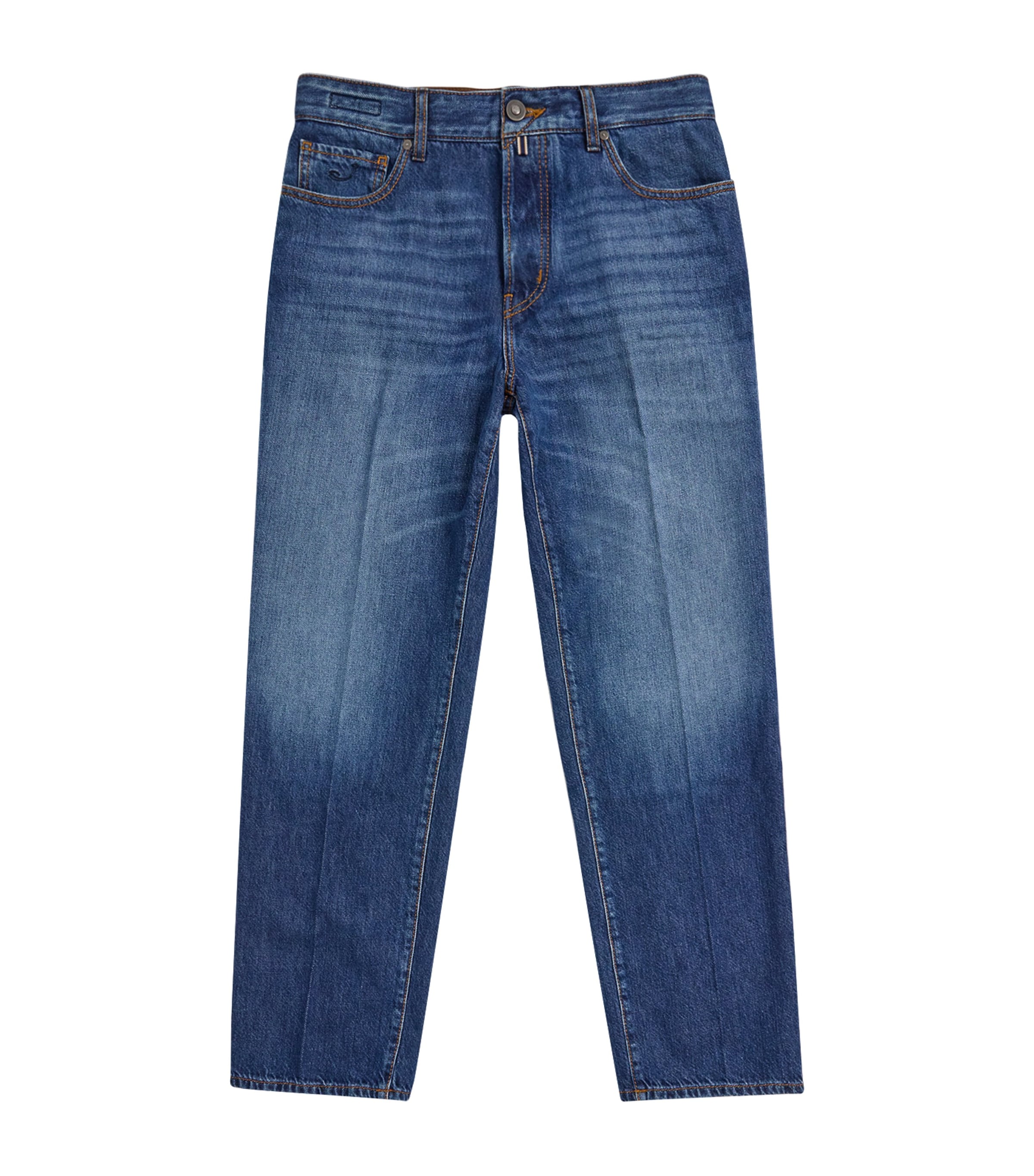 Jacob Cohën Mens Suede-Patch Alex Straight Jeans Medium Blue