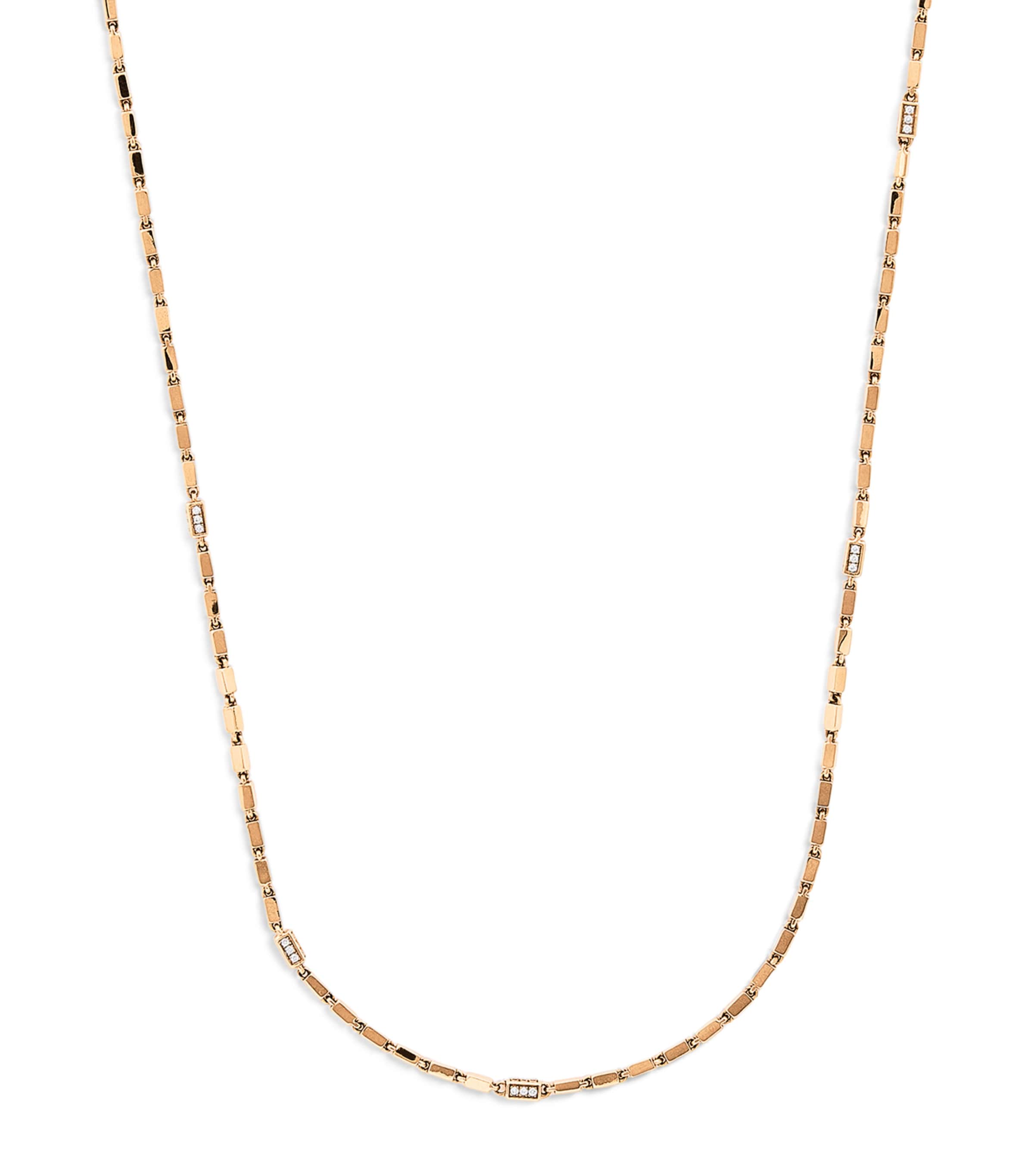 Rose Gold and Diamond Block-Chain Necklace