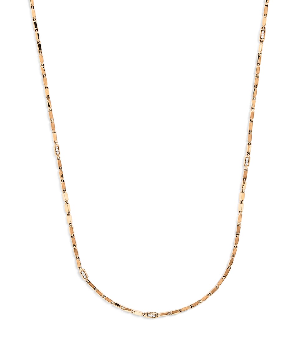 Rose Gold and Diamond Block-Chain Necklace
