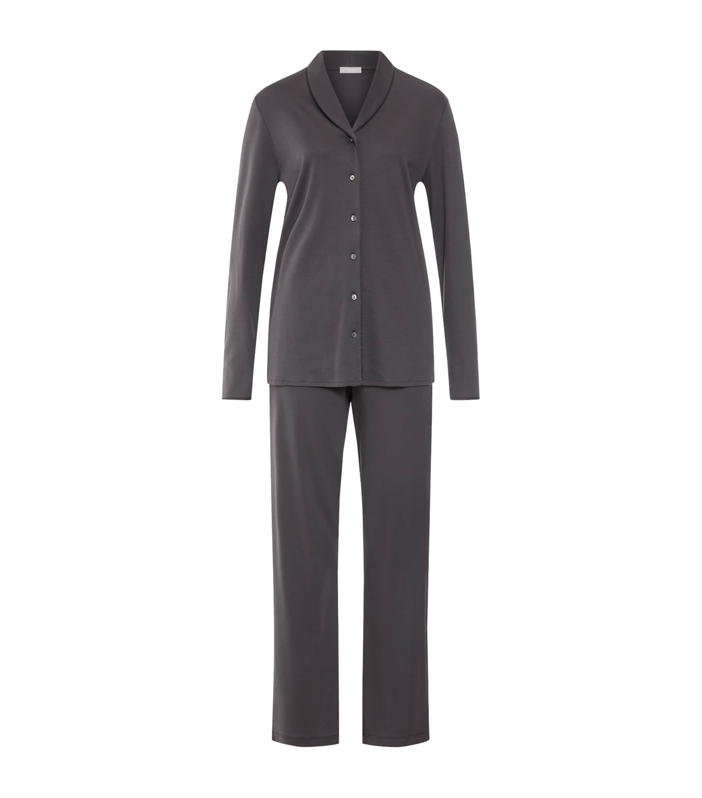 Hanro Womens Cotton Natural Comfort Pyjama Set Deep Navy
