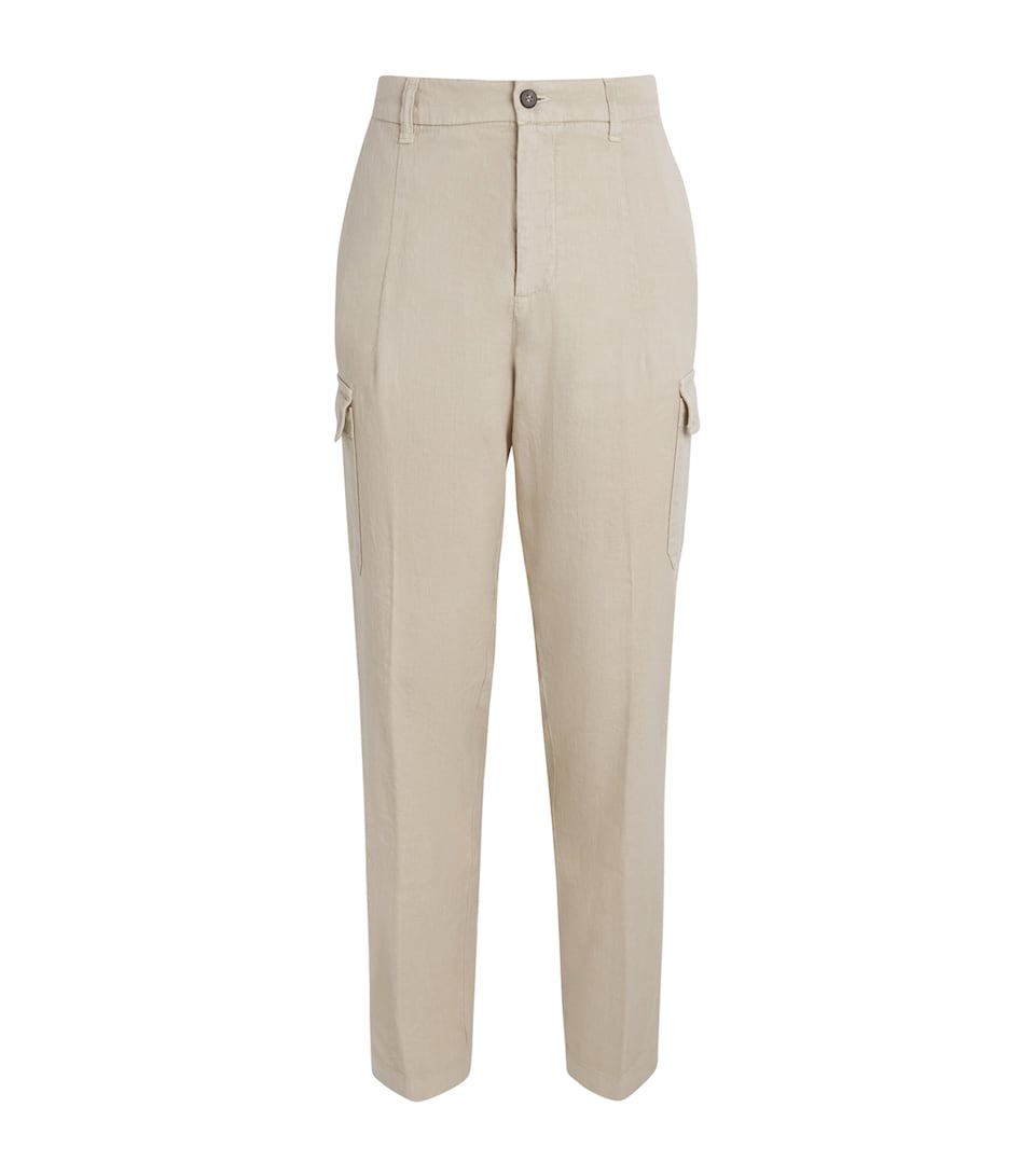 Eleventy Mens Cotton-Linen-Blend Cargo Trousers Sabbia