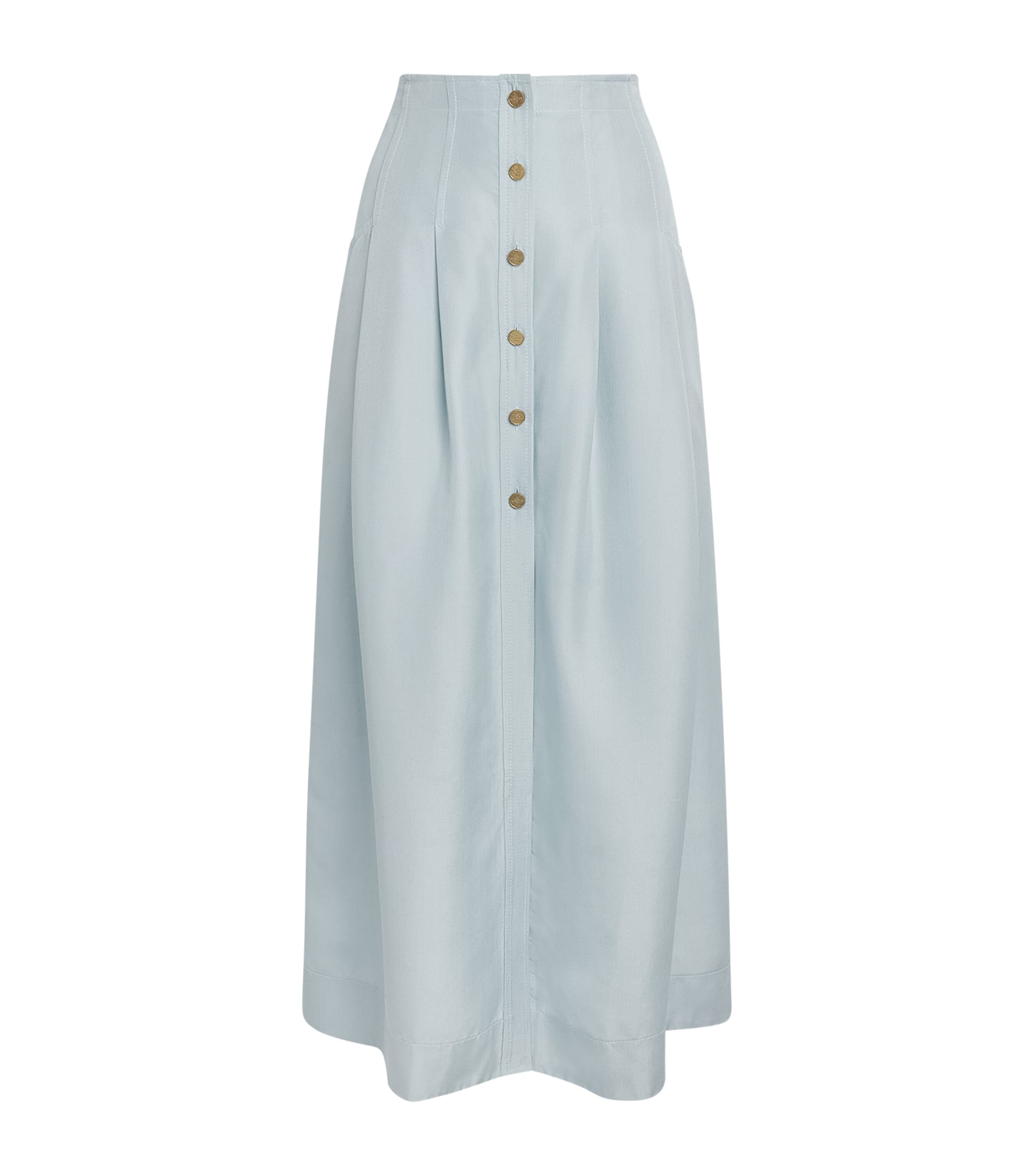 Le Kasha Womens Silk Pleated Amou Midi Skirt Lagoon