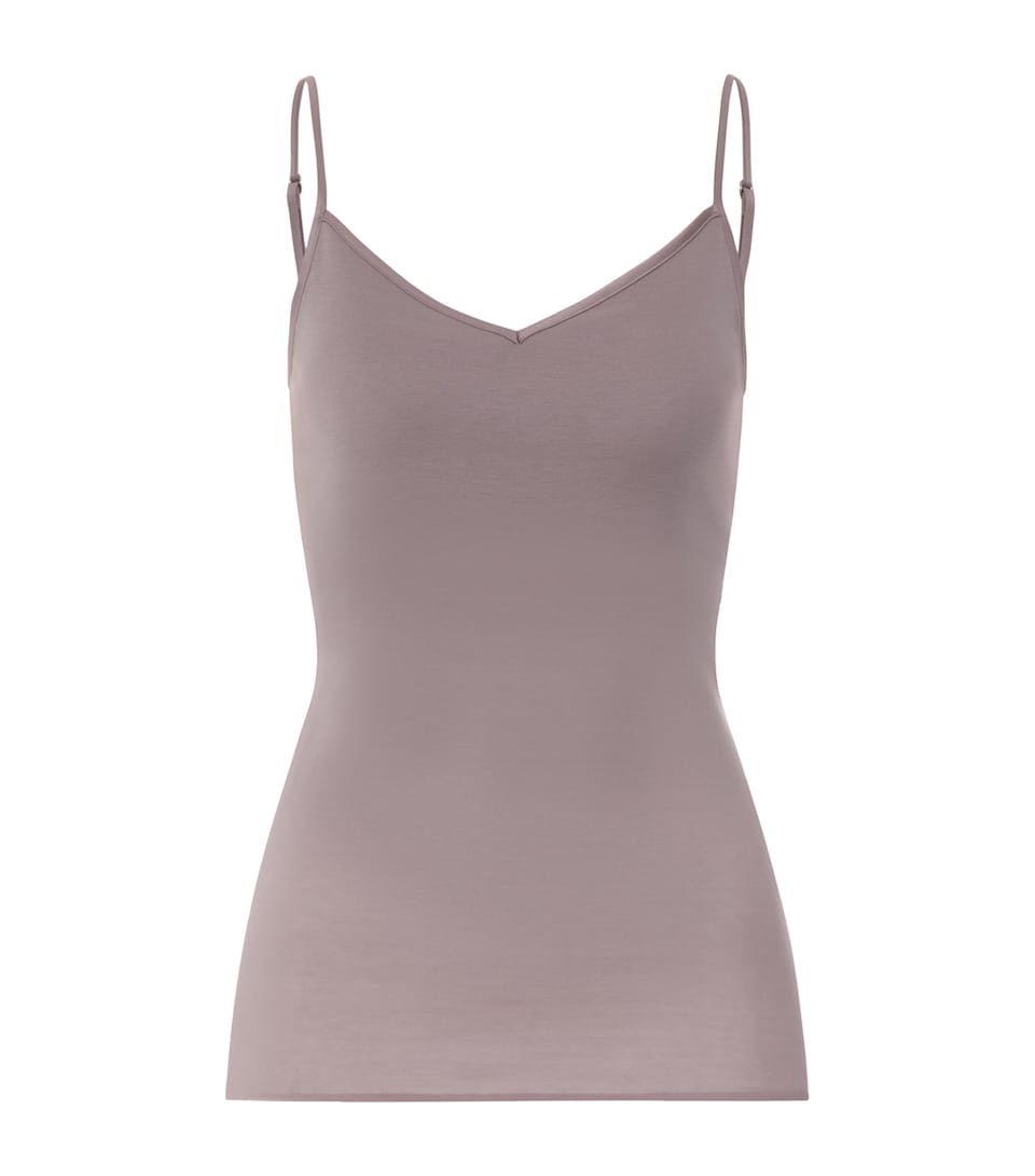 Hanro Womens Cotton Seamless Padded Tank Top Stormy Rose