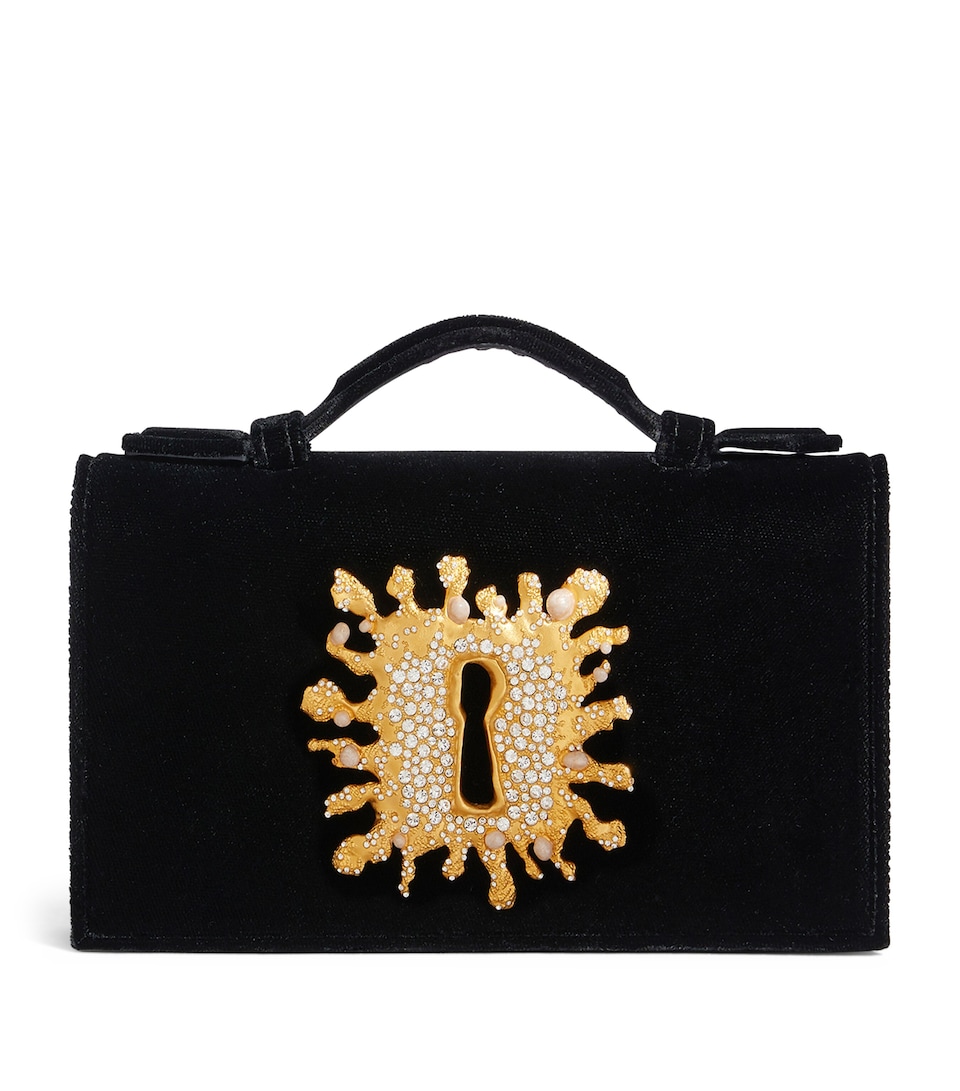 Schiaparelli Velvet Bijoux Clutch Bag Black