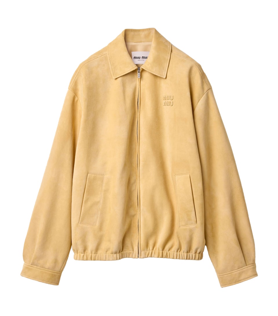 Miu Miu Womens Waxed Suede Jacket Neutral