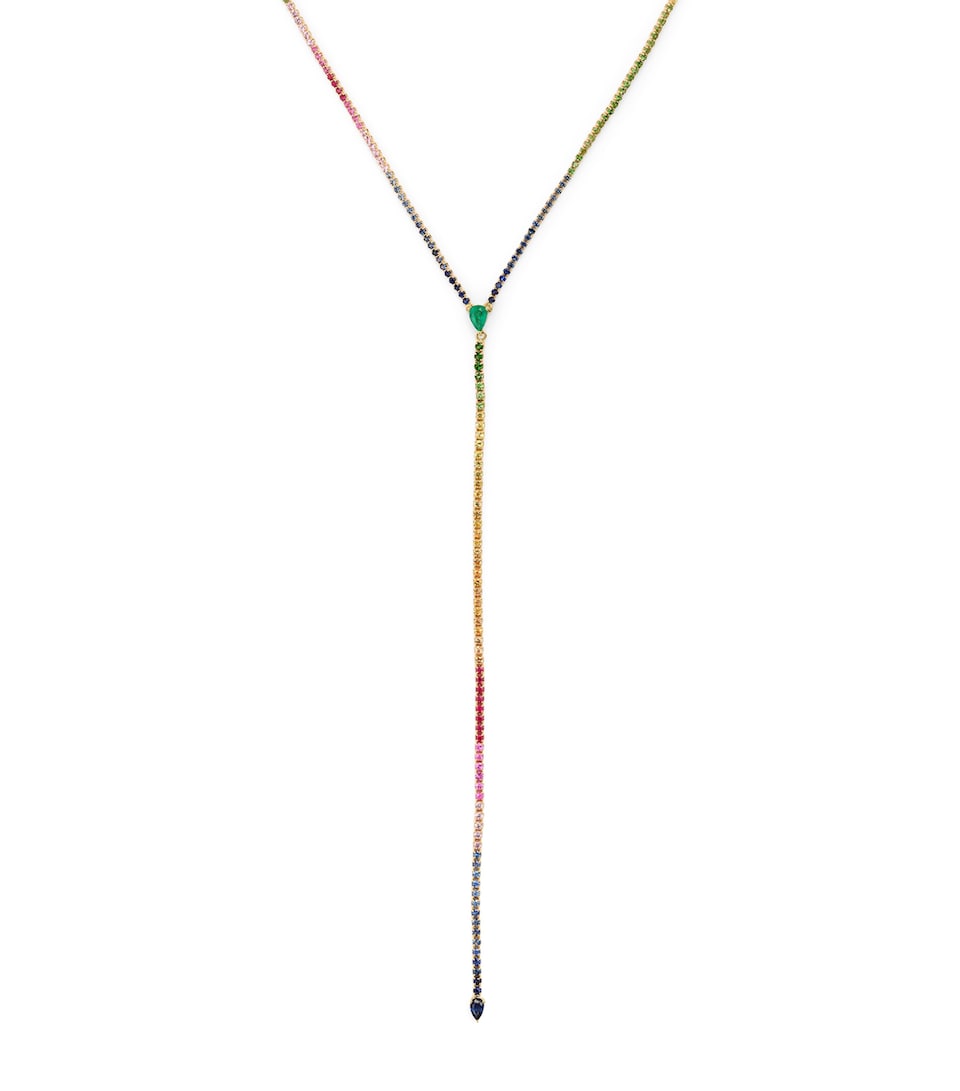 SHAY Yellow Gold, Diamond and Mixed Gemstone Rainbow Threads Necklace Yellow Gold