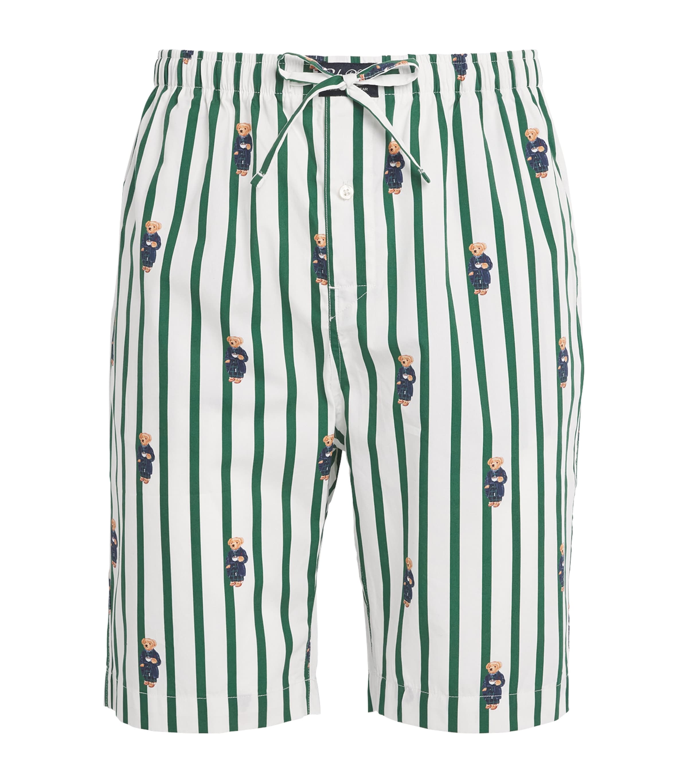 Polo Ralph Lauren Mens Cotton Stripe Polo Bear Pyjama Shorts Verano Green/wht Aob