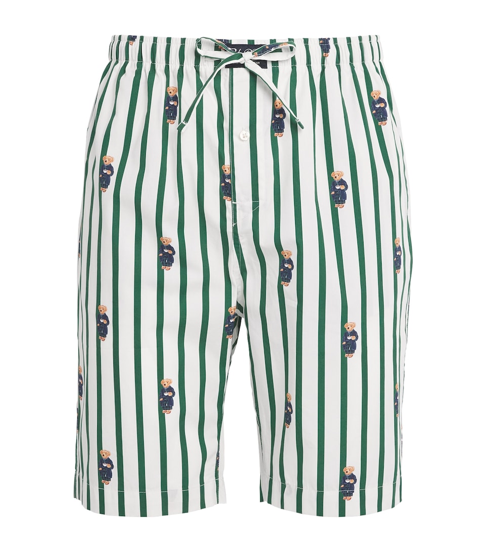 Polo Ralph Lauren Mens Cotton Stripe Polo Bear Pyjama Shorts Verano Green/wht Aob