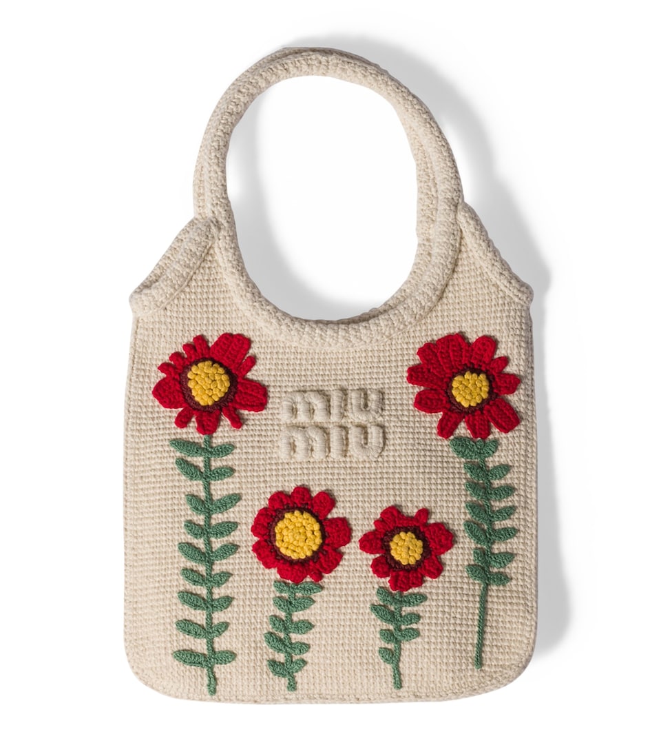 Miu Miu Crochet Ivy Tote Bag Neutral