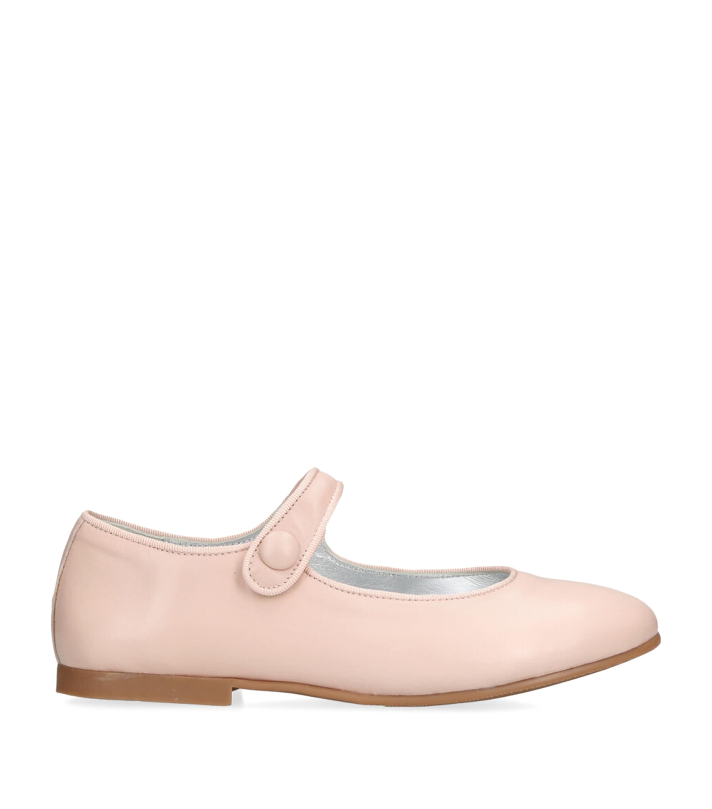 papouelli Leather Angelica Mary Janes Pale Pink