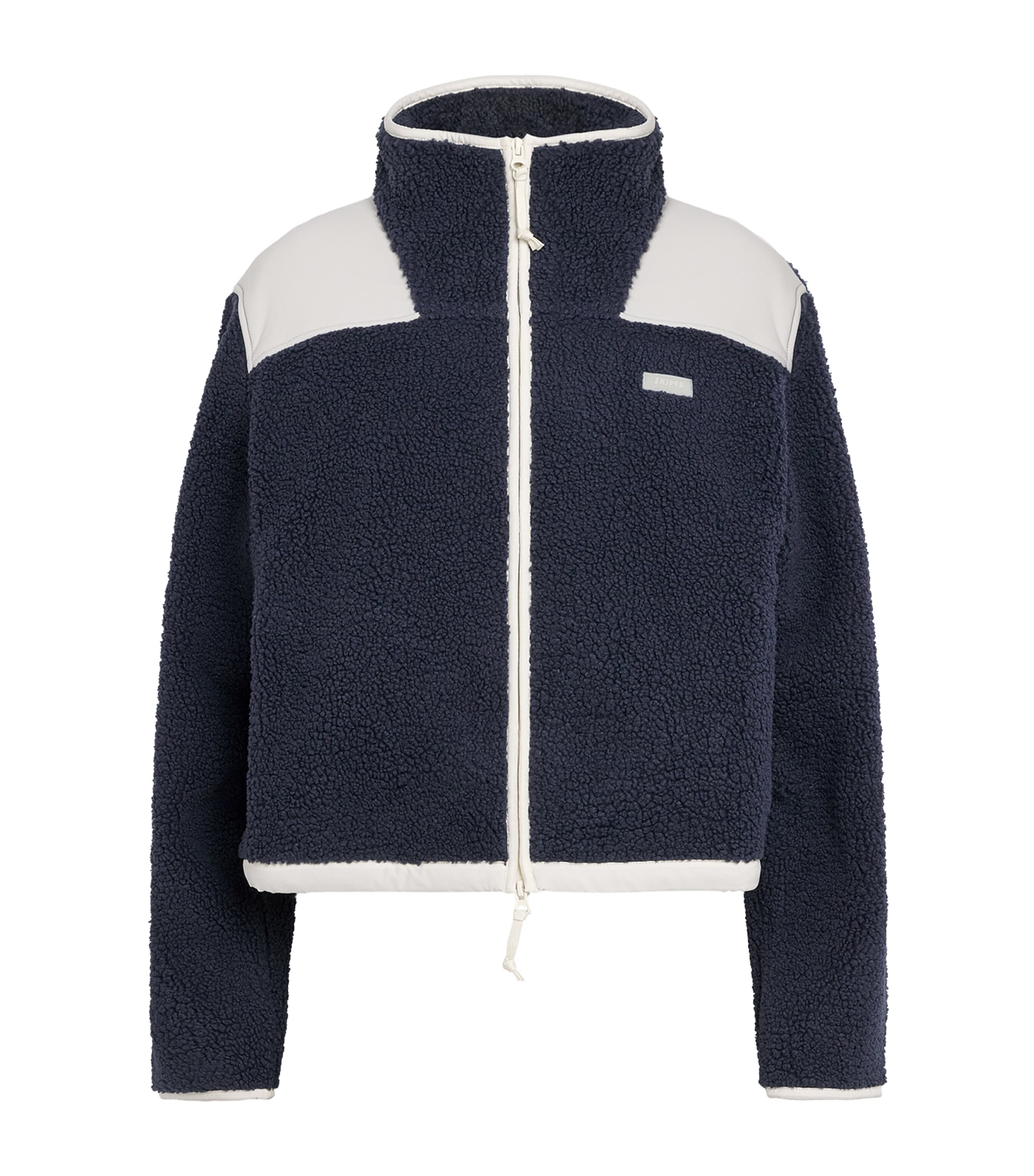 Skims Womens Faux Shearling Teddy Zip-Up Jacket Navy