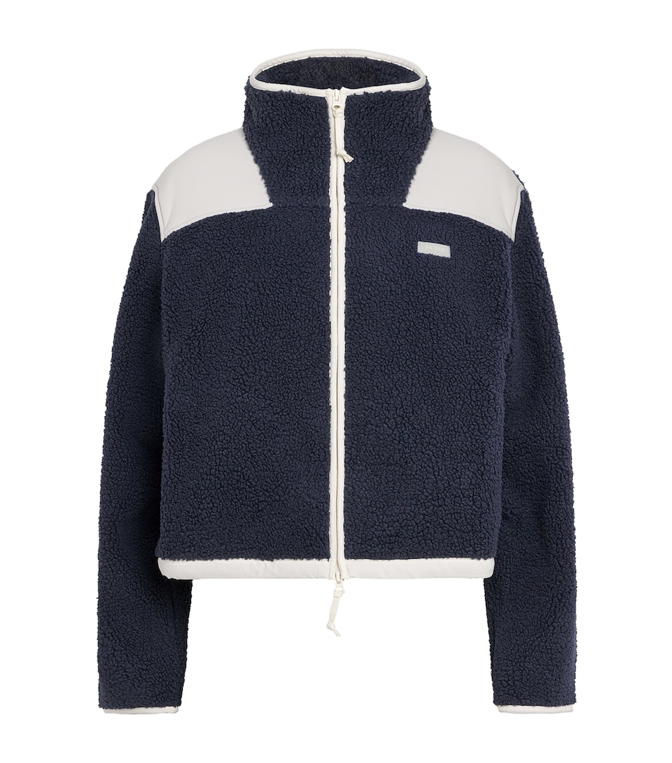 Skims Womens Faux Shearling Teddy Zip-Up Jacket Navy