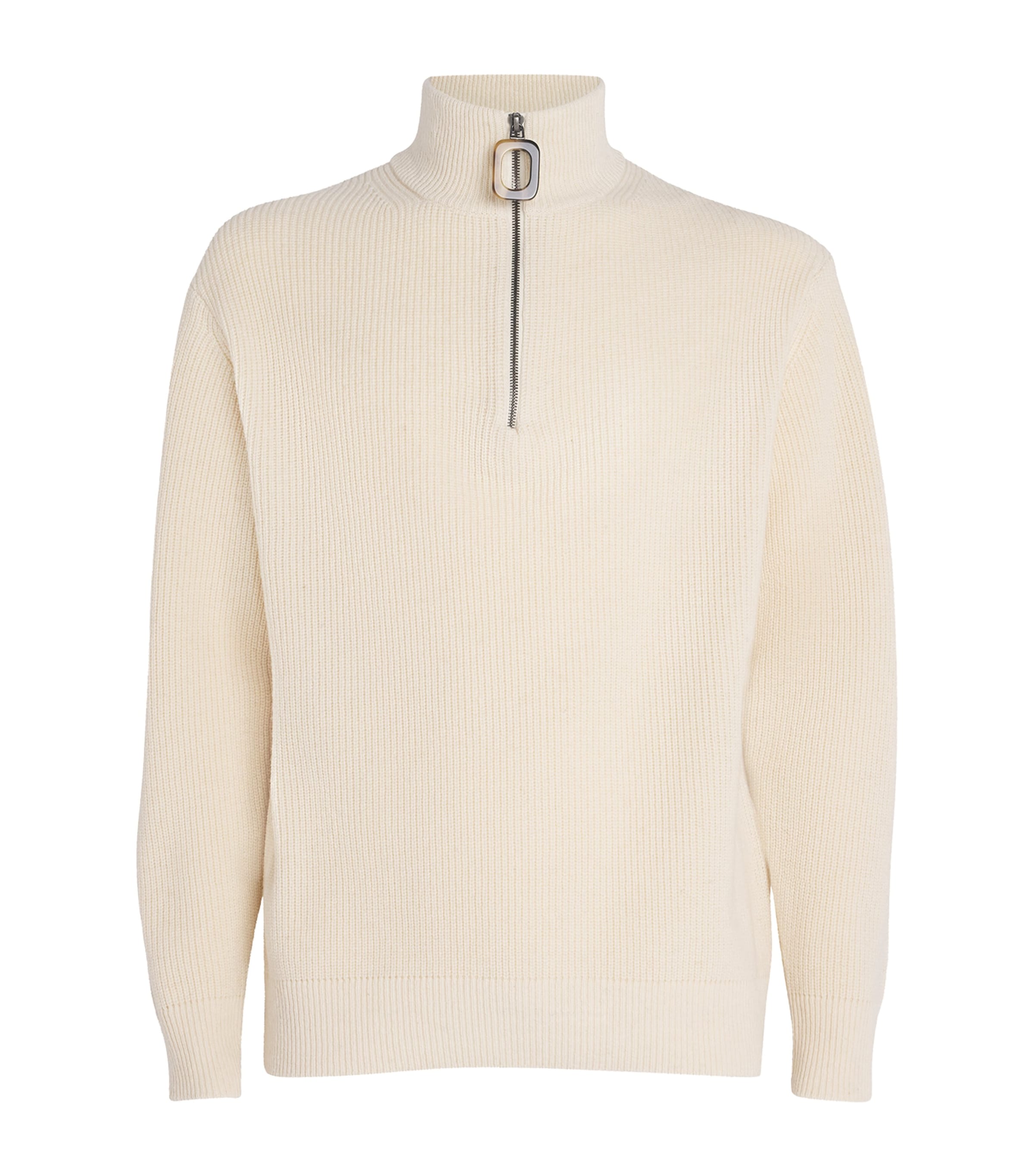 Wool-Cotton Anchor-Zip Sweater