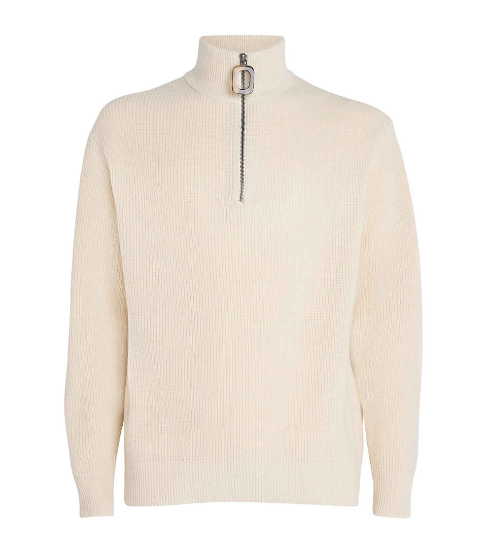 Wool-Cotton Anchor-Zip Sweater