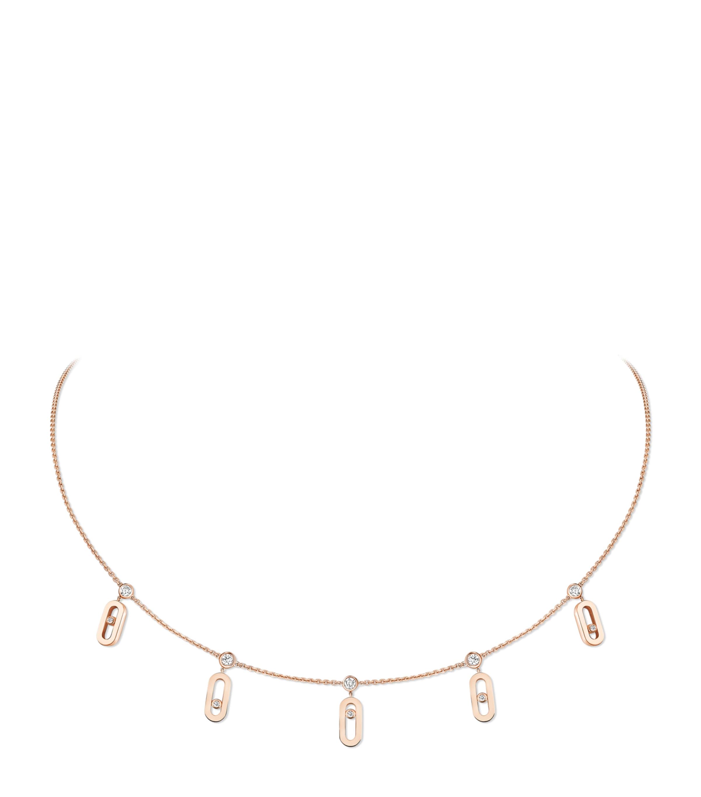 Messika Move Uno Pink Gold and Diamond Tassel Necklace White Gold